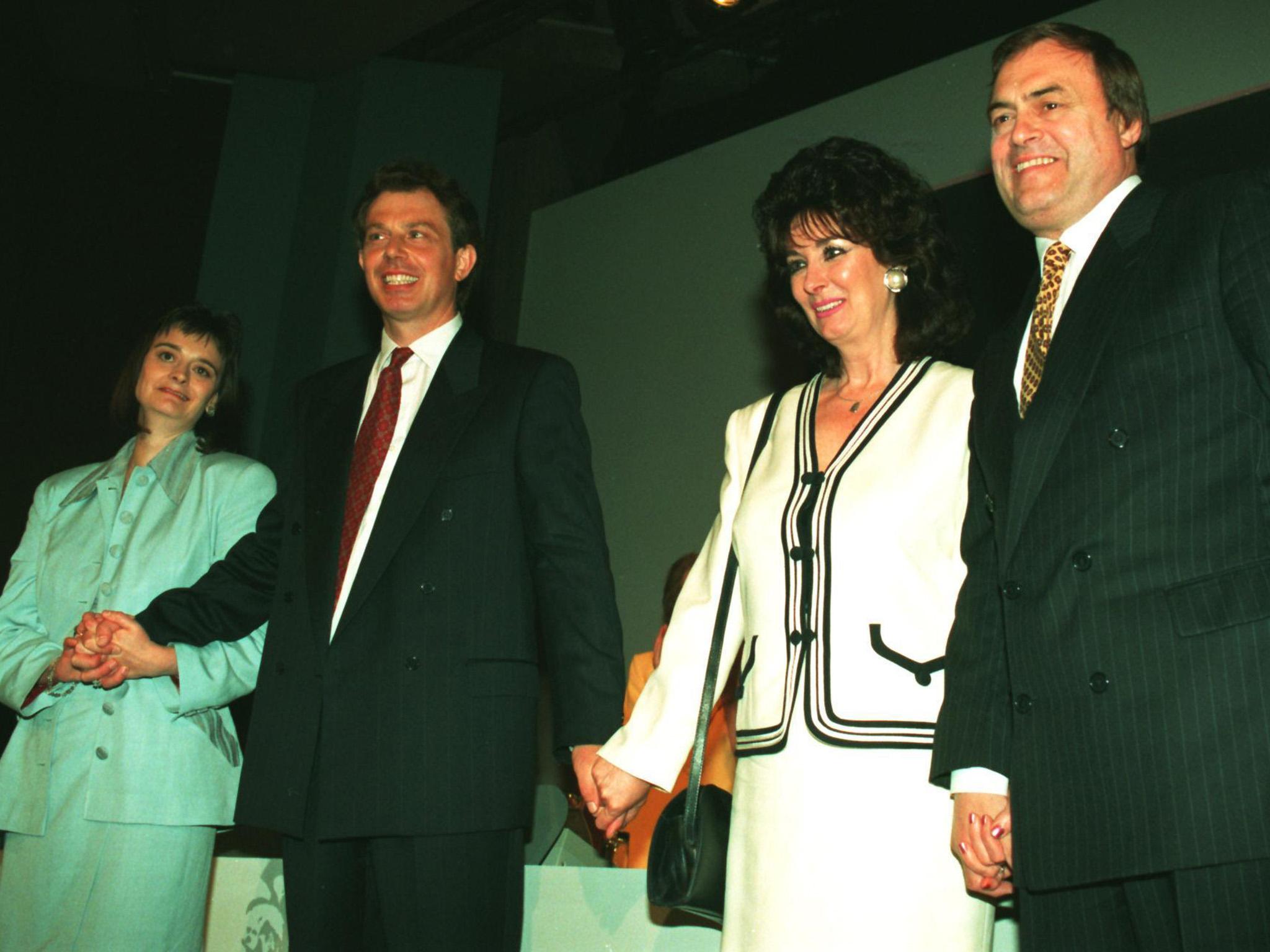 Red wall: Tony and Cherie Blair and John and Pauline Prescott in 2004