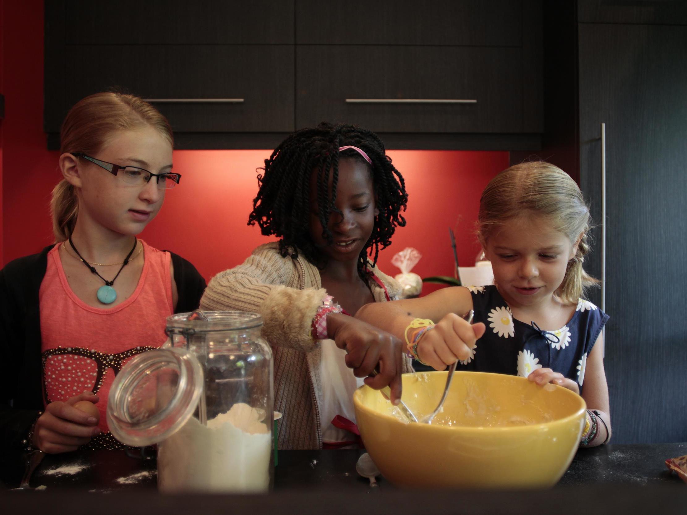 Children prepare lunch