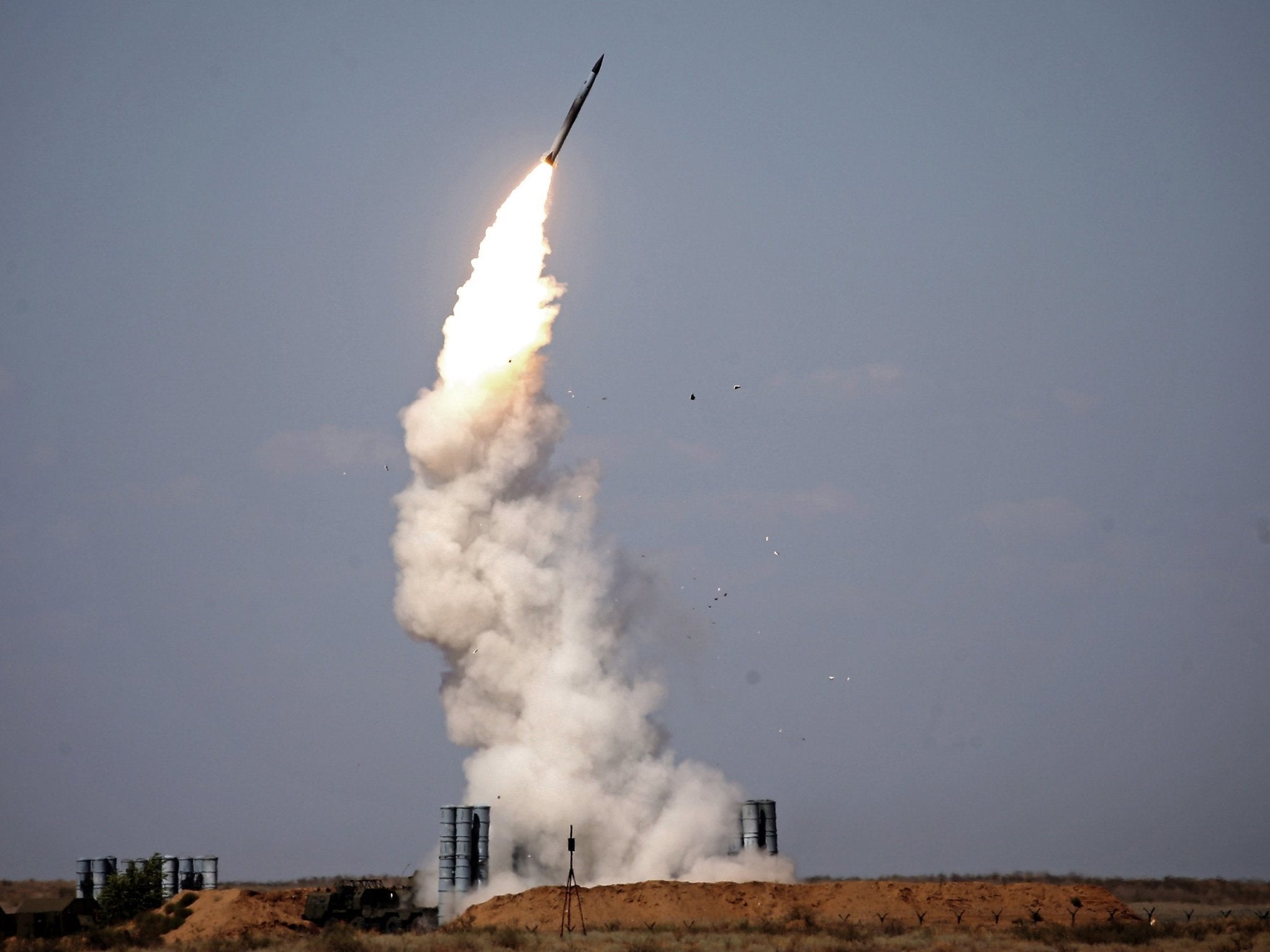 A Russian anti-aircraft missile system S-300 takes off at the International Army Games 2017