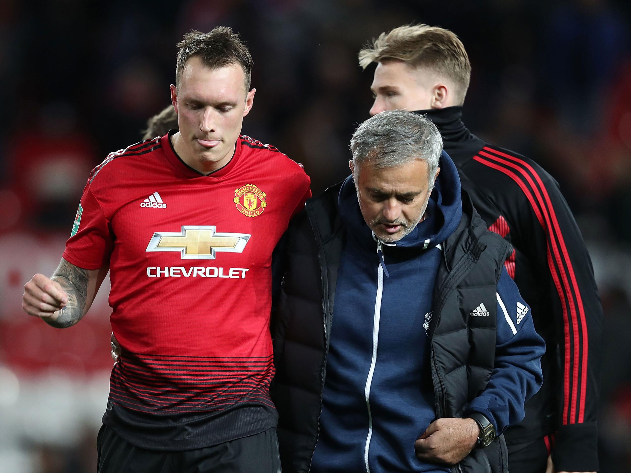 Jose Mourinho consoled Phil Jones after the final whistle