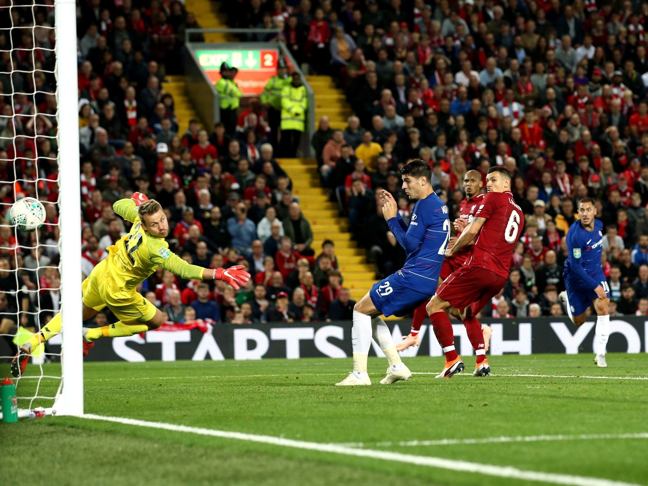 Eden Hazard fires past Simon Mignolet