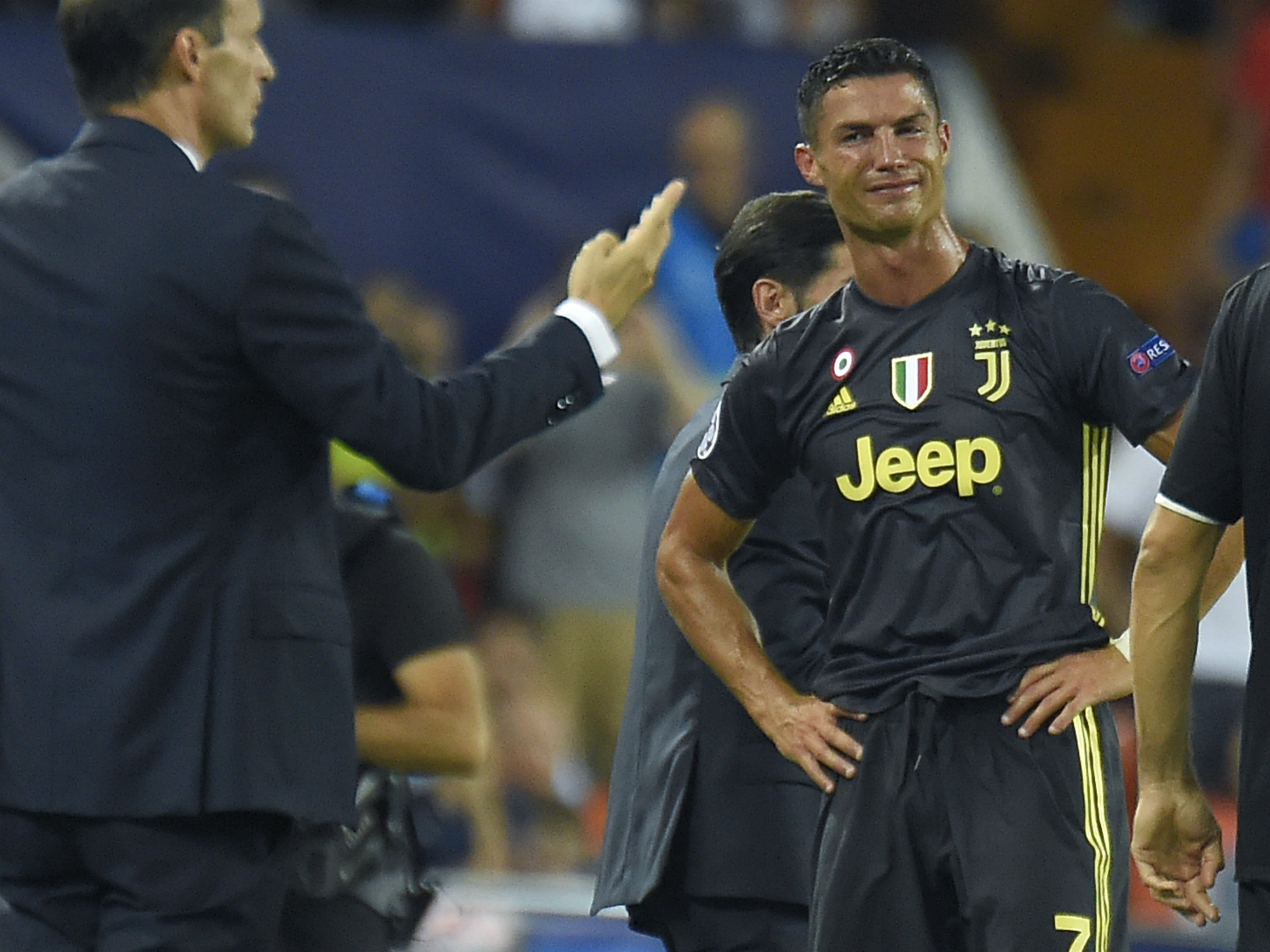 Ronaldo was distraught to receive his first-ever Champions League red card