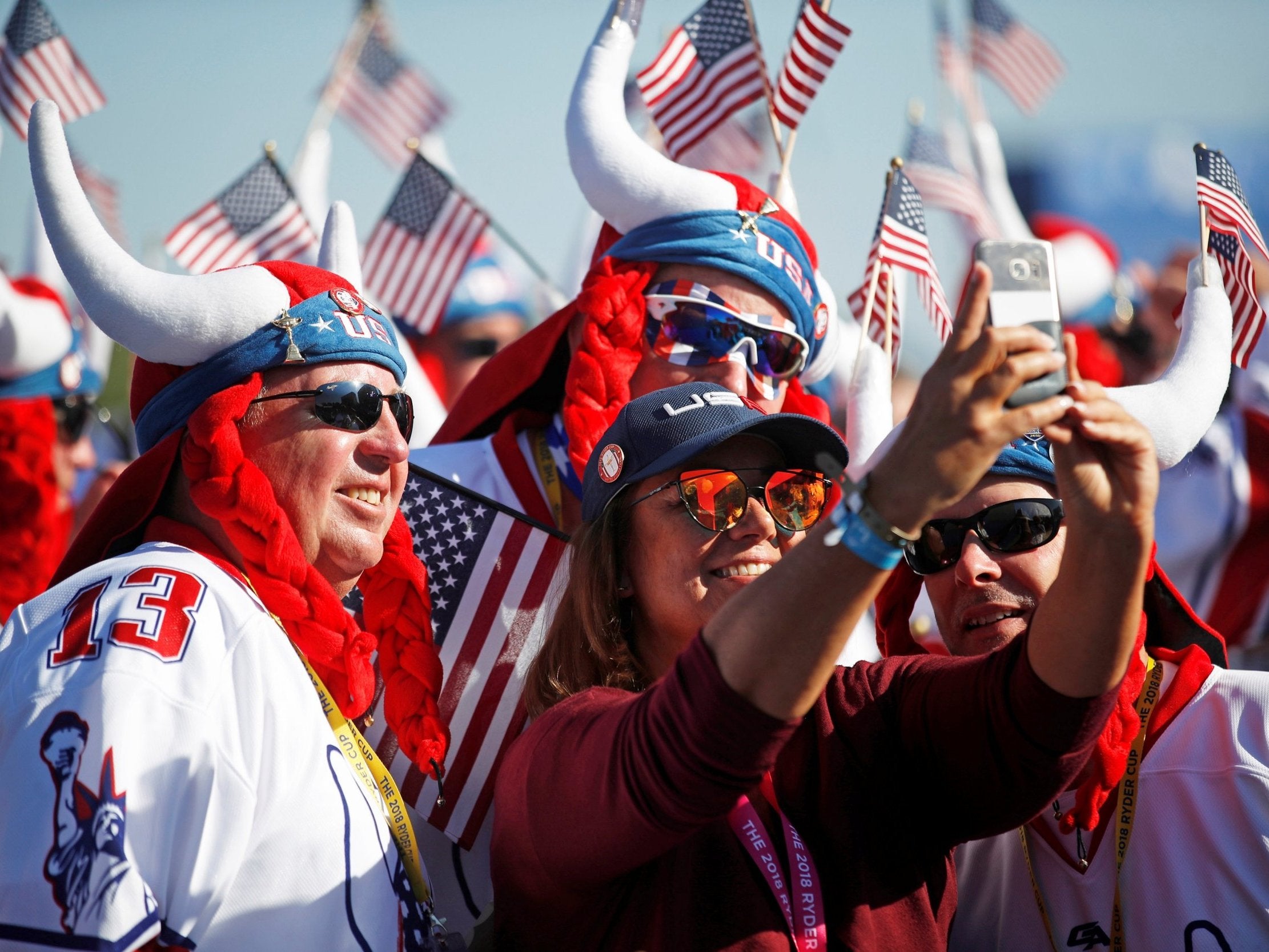 USA fans at the opening ceremony of the 2018 Ryder Cup in France