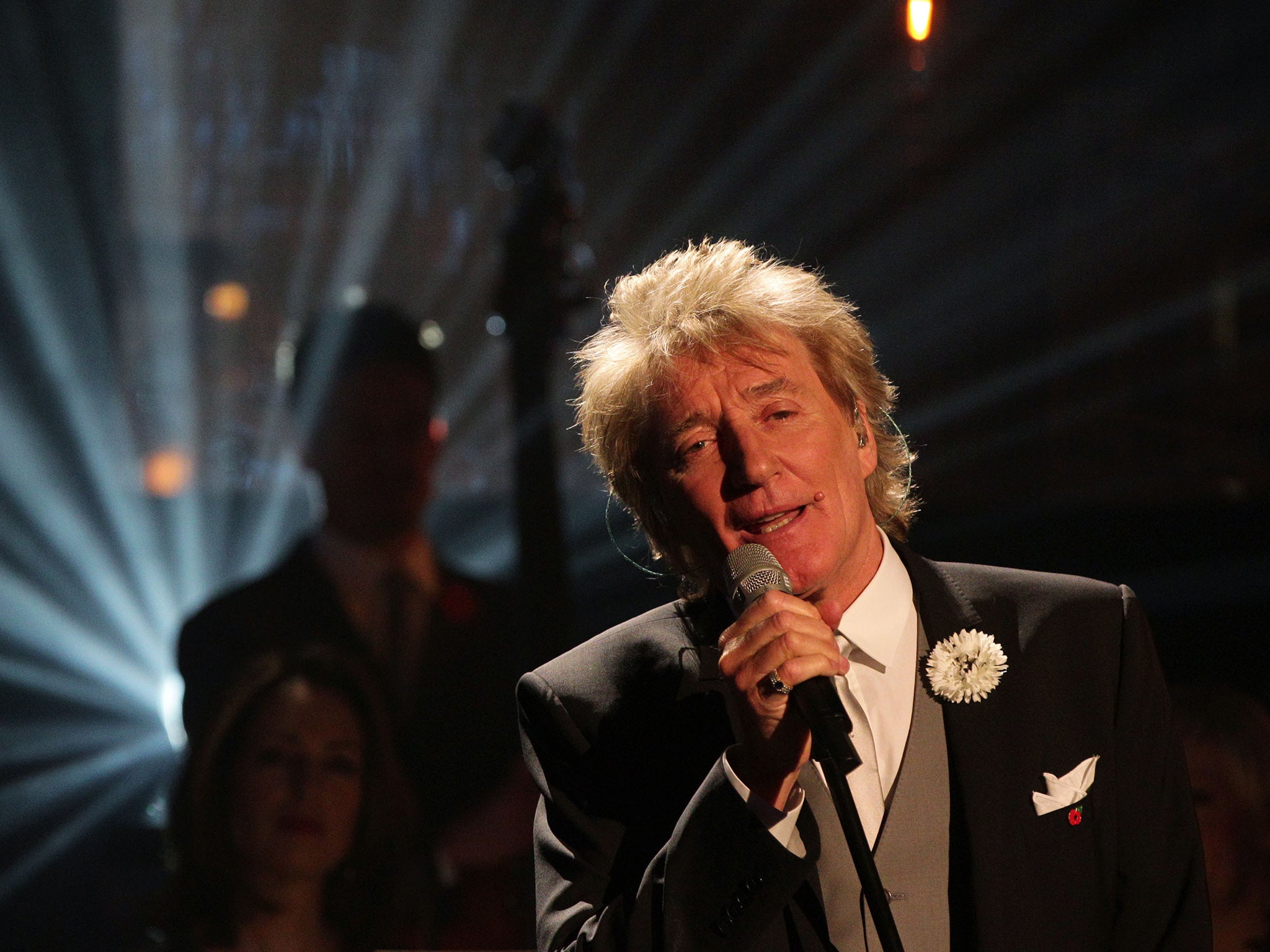 Guest Rod Stewart performs during filming of The Graham Norton Show (TX: 22:35 Friday November 9, BBC One), at The London Studios in London.
