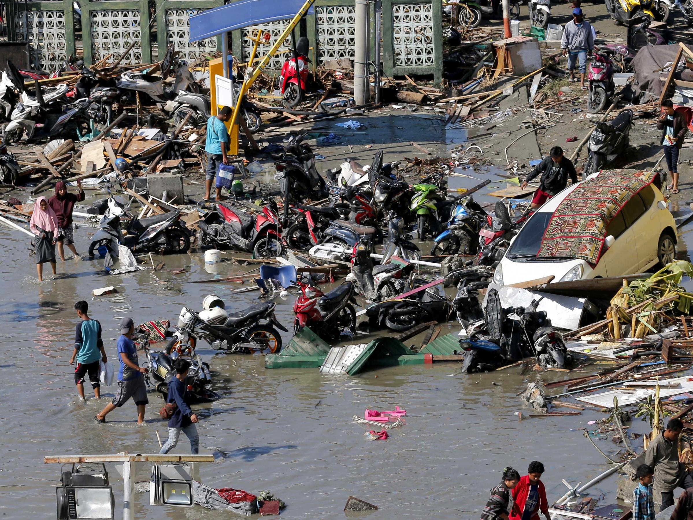 The tsunami hit Sulawesi on Friday