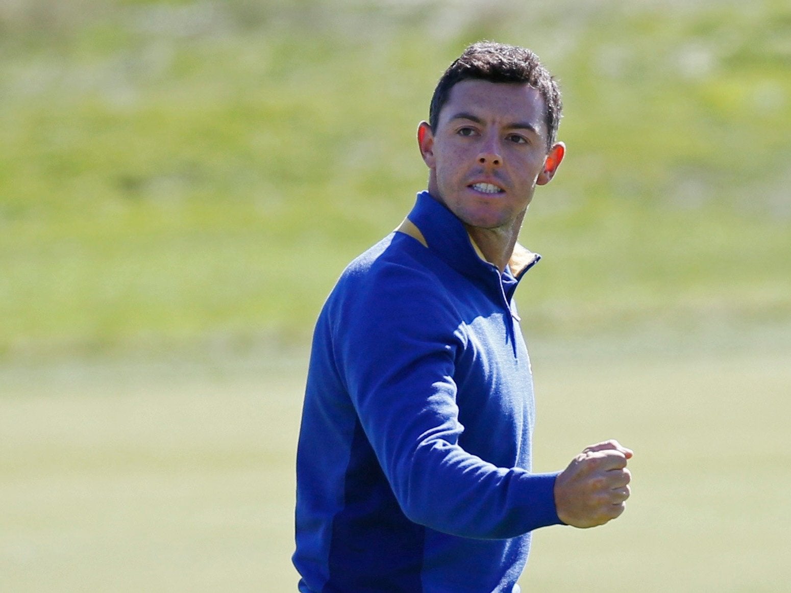 Rory McIlroy in action at the Ryder Cup