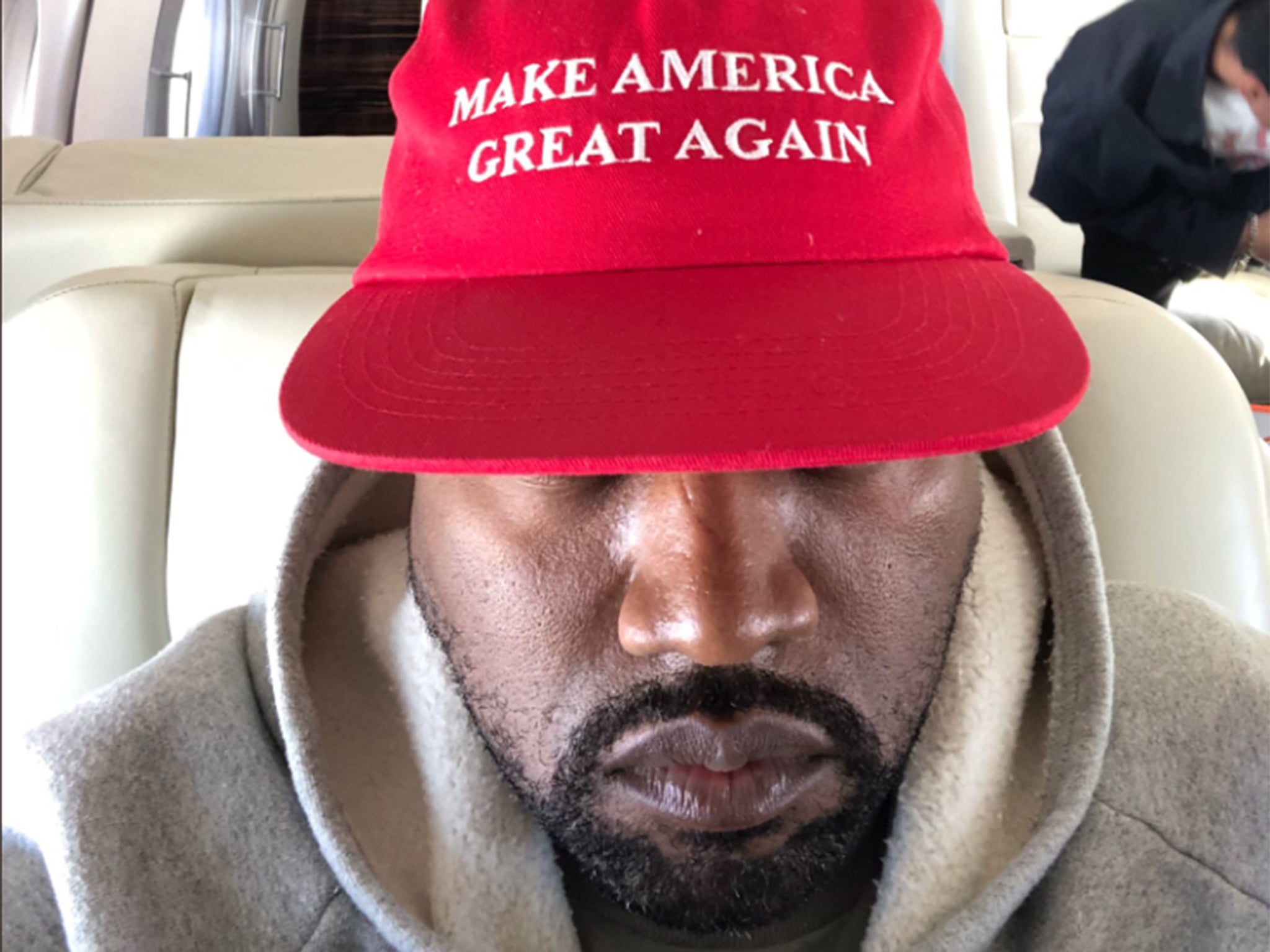 Kanye West posted a selfie that showed him wearing his MAGA hat on Instagram