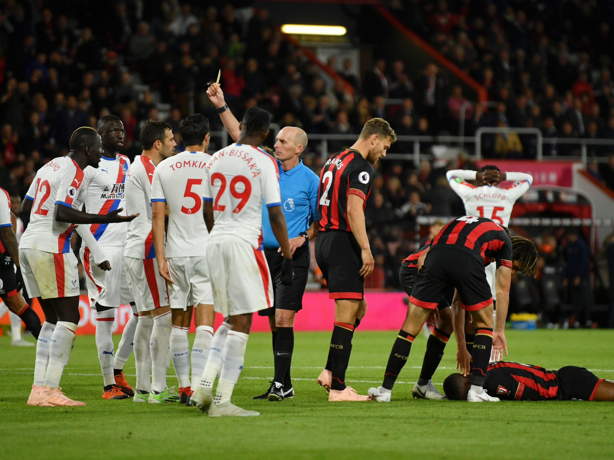 Sakho was shown a yellow card for an elbow on Lerma