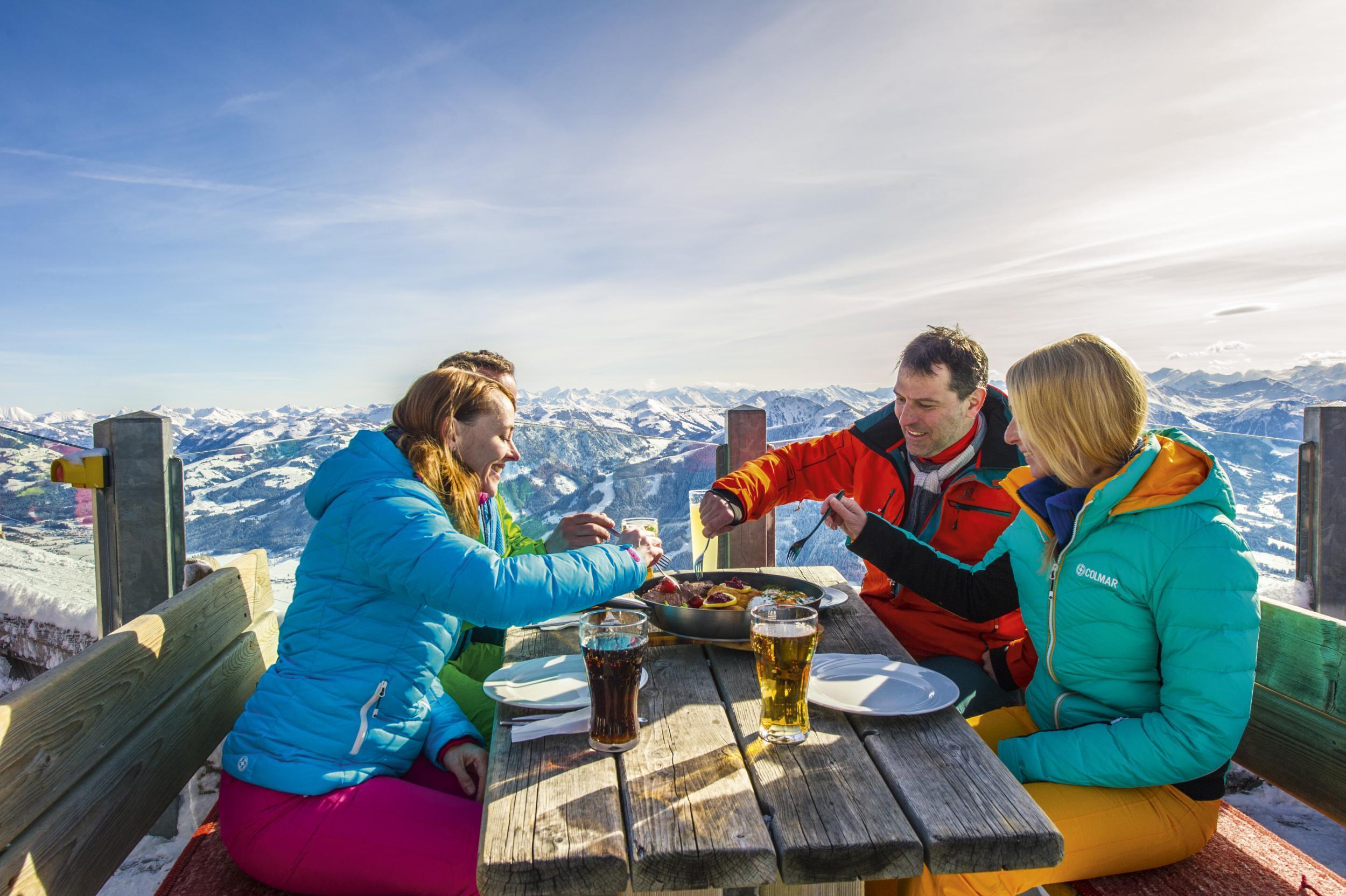 You'll find 70 huts, mountain restaurants and bars to feast at