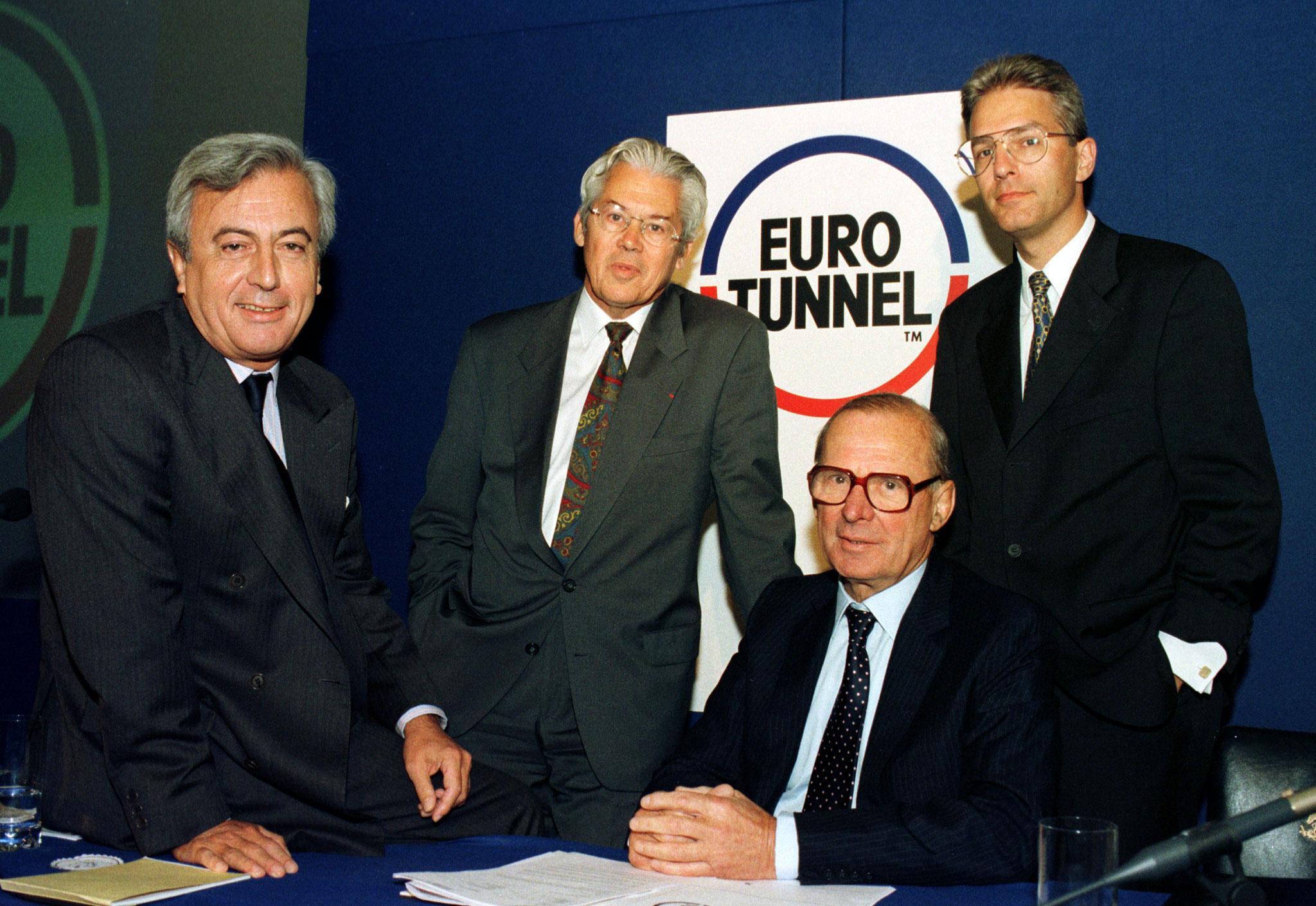 Robert Malpas, bottom right, pictured in 1997 when he was Eurotunnel's co-chairman