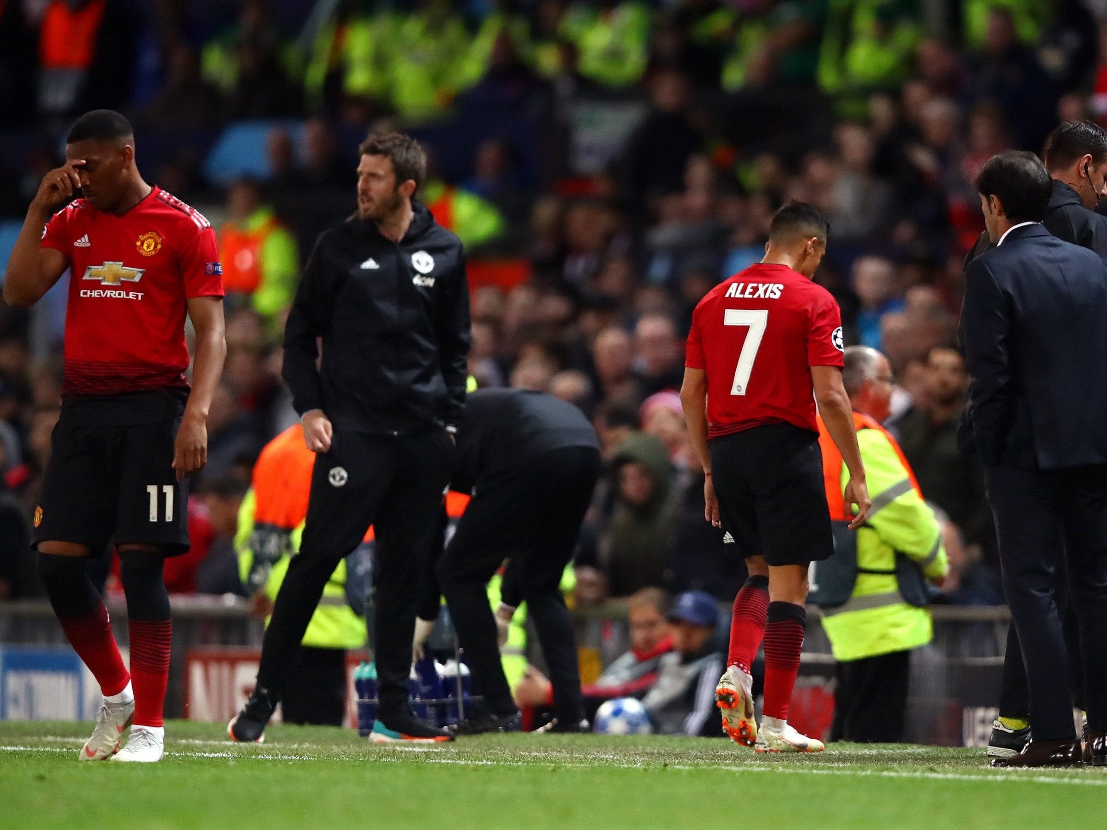 Sanchez was taken off during the second half (Getty)