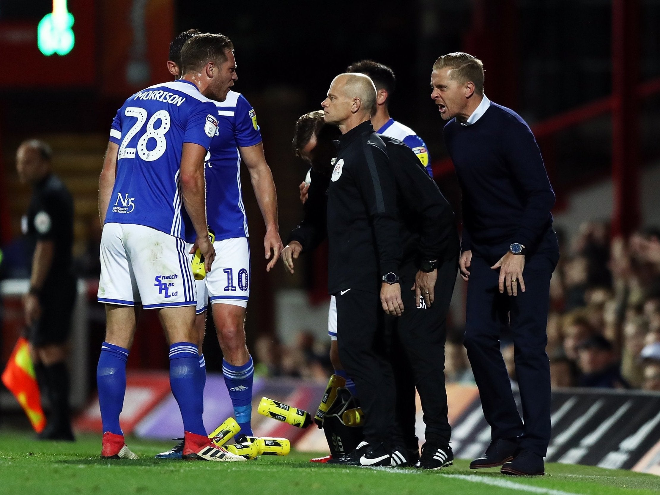 Garry Monk was sent off after a heated exchange