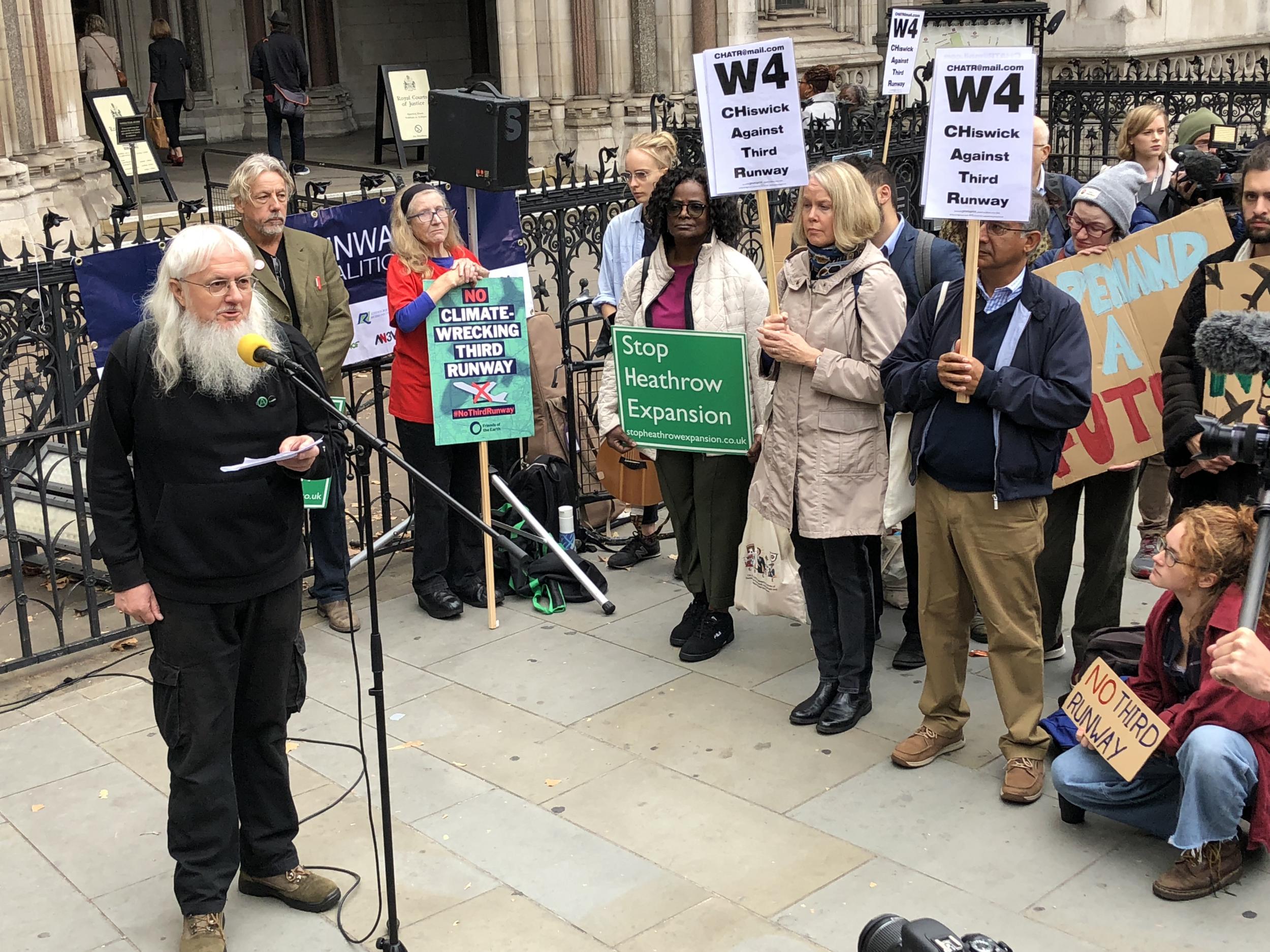 Third way? Protesters against expansion of Heathrow outside the High Court in London