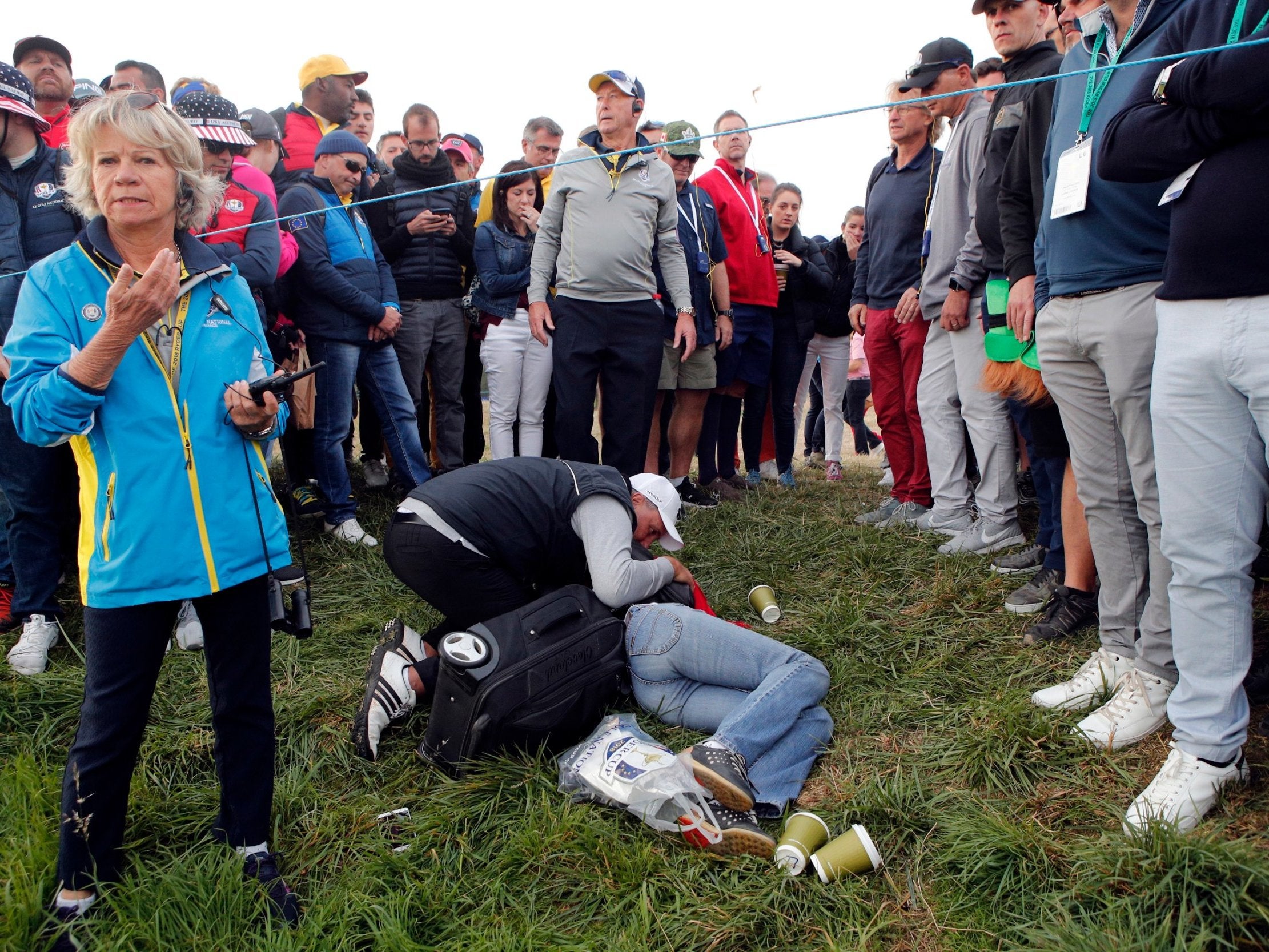 Corine Remande was seriously injured when she was struck by Brooks Koepka's wayward shot