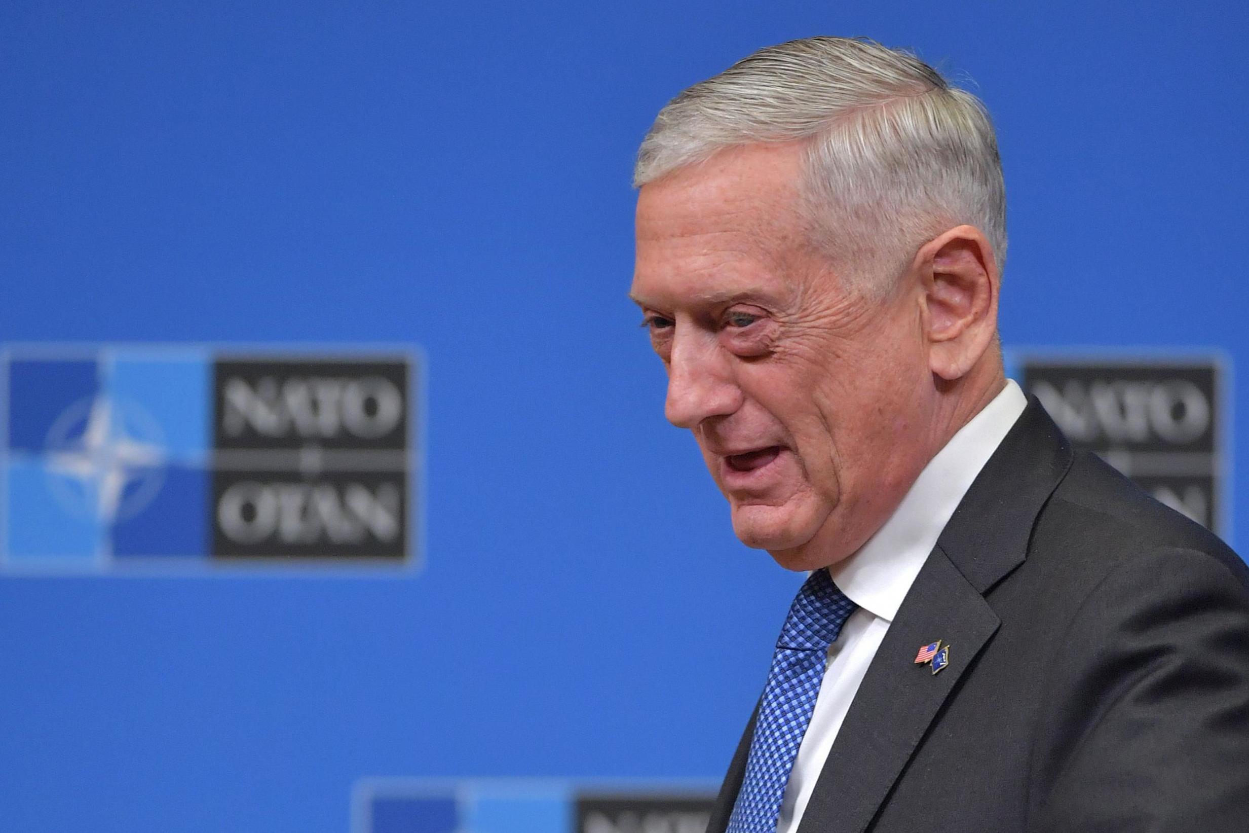 US Defence Secretary Jim Mattis addresses a press conference at the end of a NATO defence ministerial meeting at NATO headquarters in Brussels on 4 October 2018.