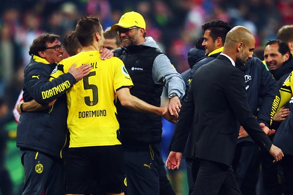 Klopp celebrates after Borussia Dortmund defeat Bayern Munich