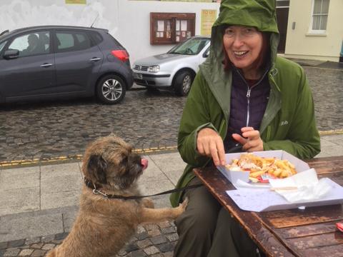 Author Janet Street-Porter with Badger the dog