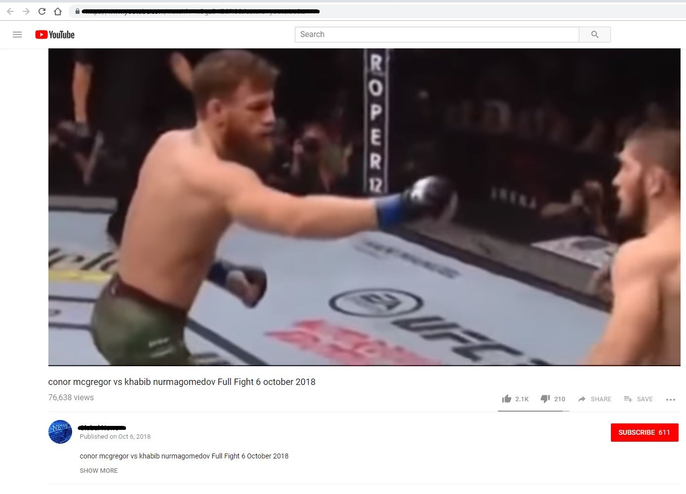 Video showing the full fight of Conor McGregor vs Khabib Nurmagomedov has received tens of thousands of views on platforms like YouTube