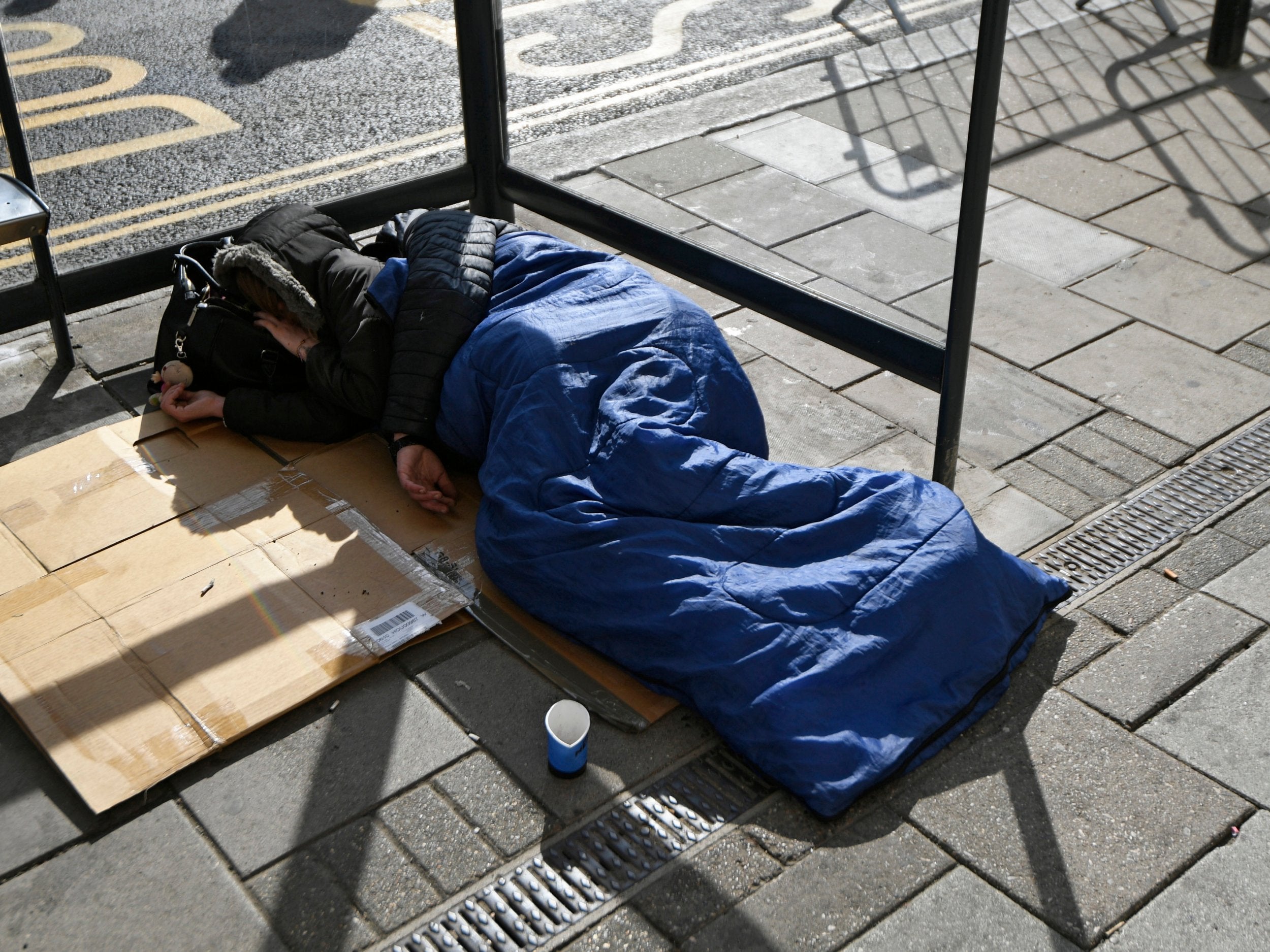 A homeless person on the street in Windsor