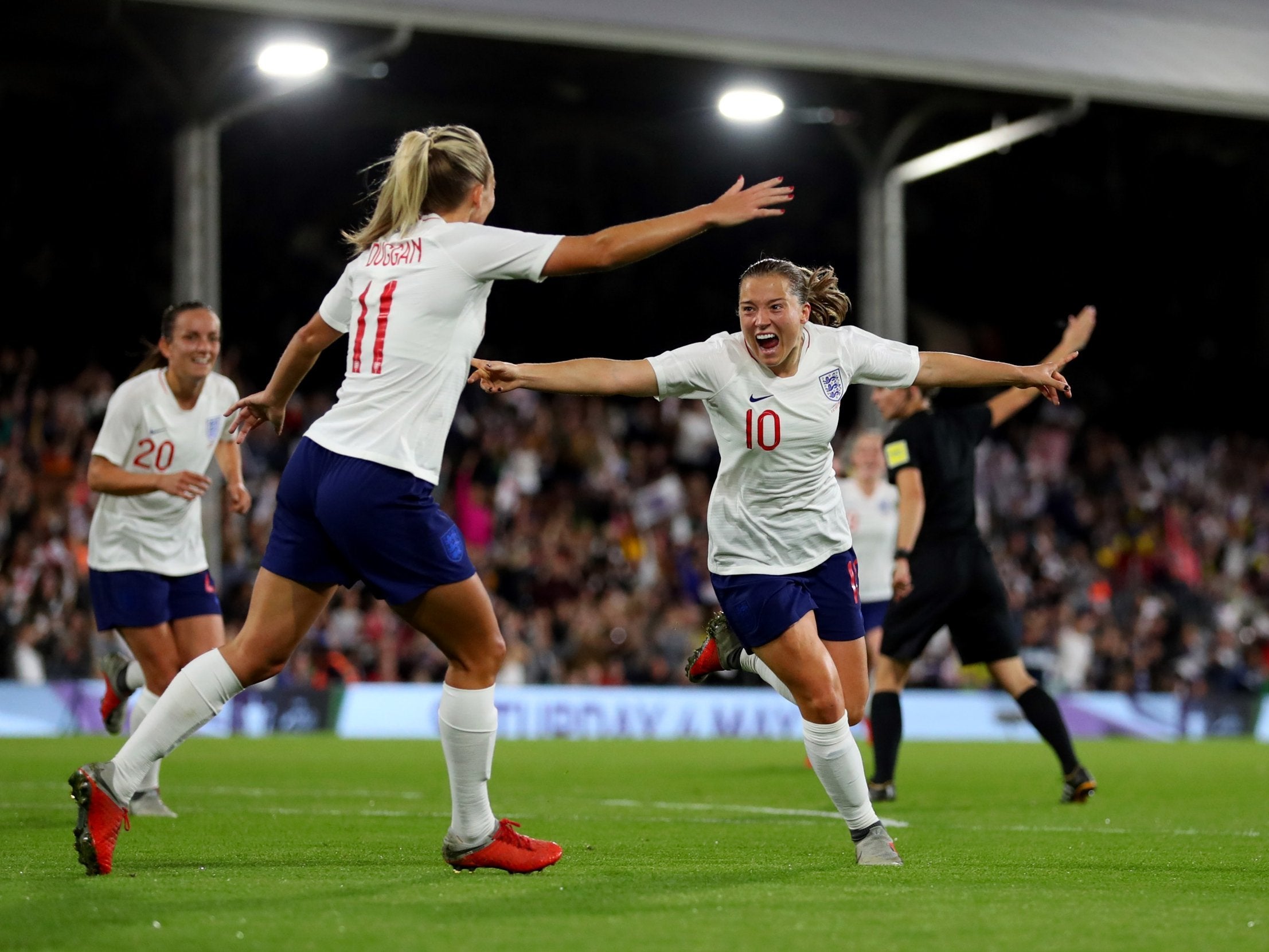 Fran Kirby celebrates scoring the night's opening goal