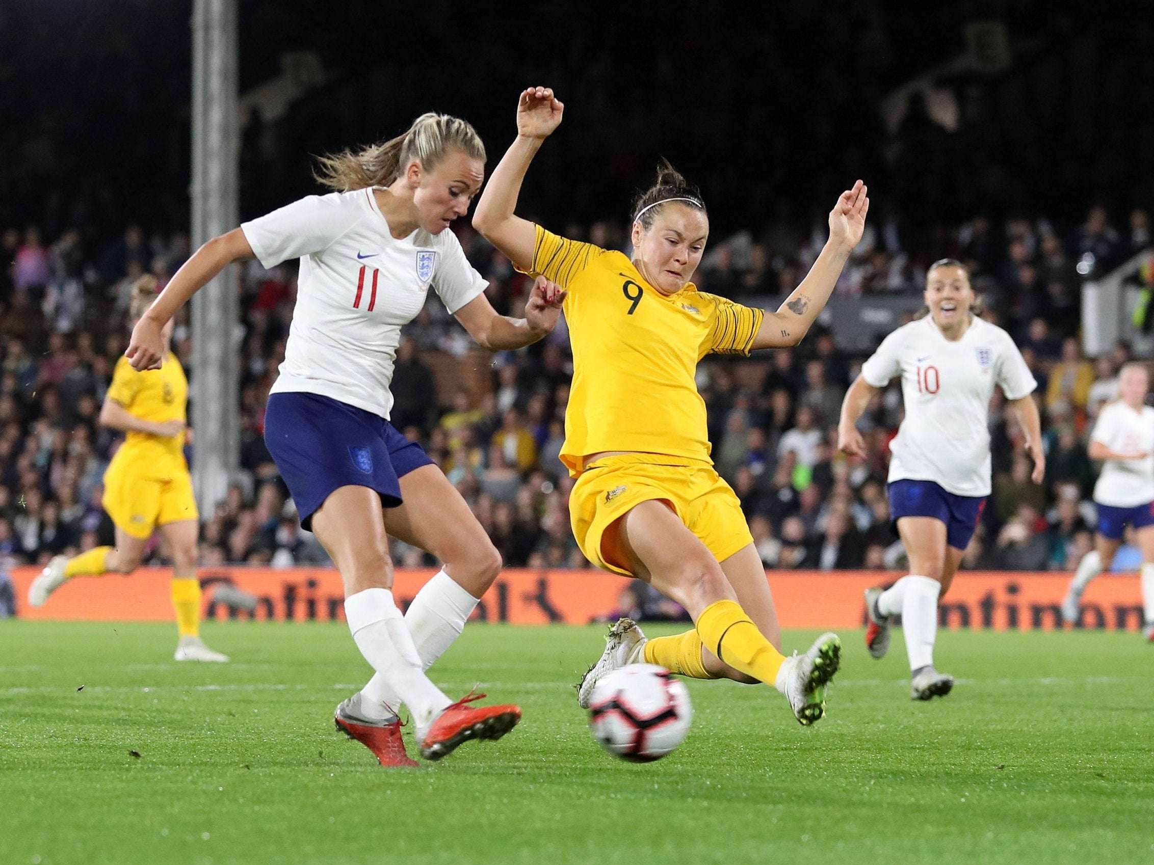 England's Toni Duggan in action at Craven Cottage