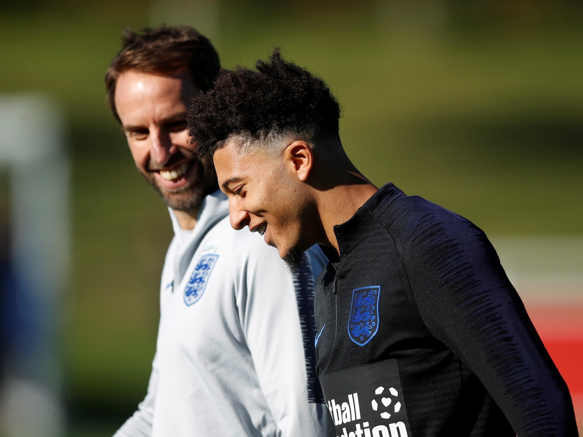 Jadon Sancho in training with England this week