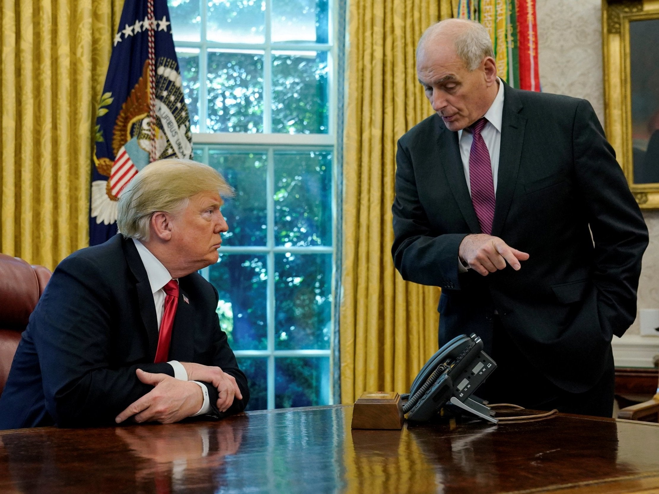 Trump has reportedly made similar comments about ‘German generals’ previously to his former chief of staff, John Kelly (right)