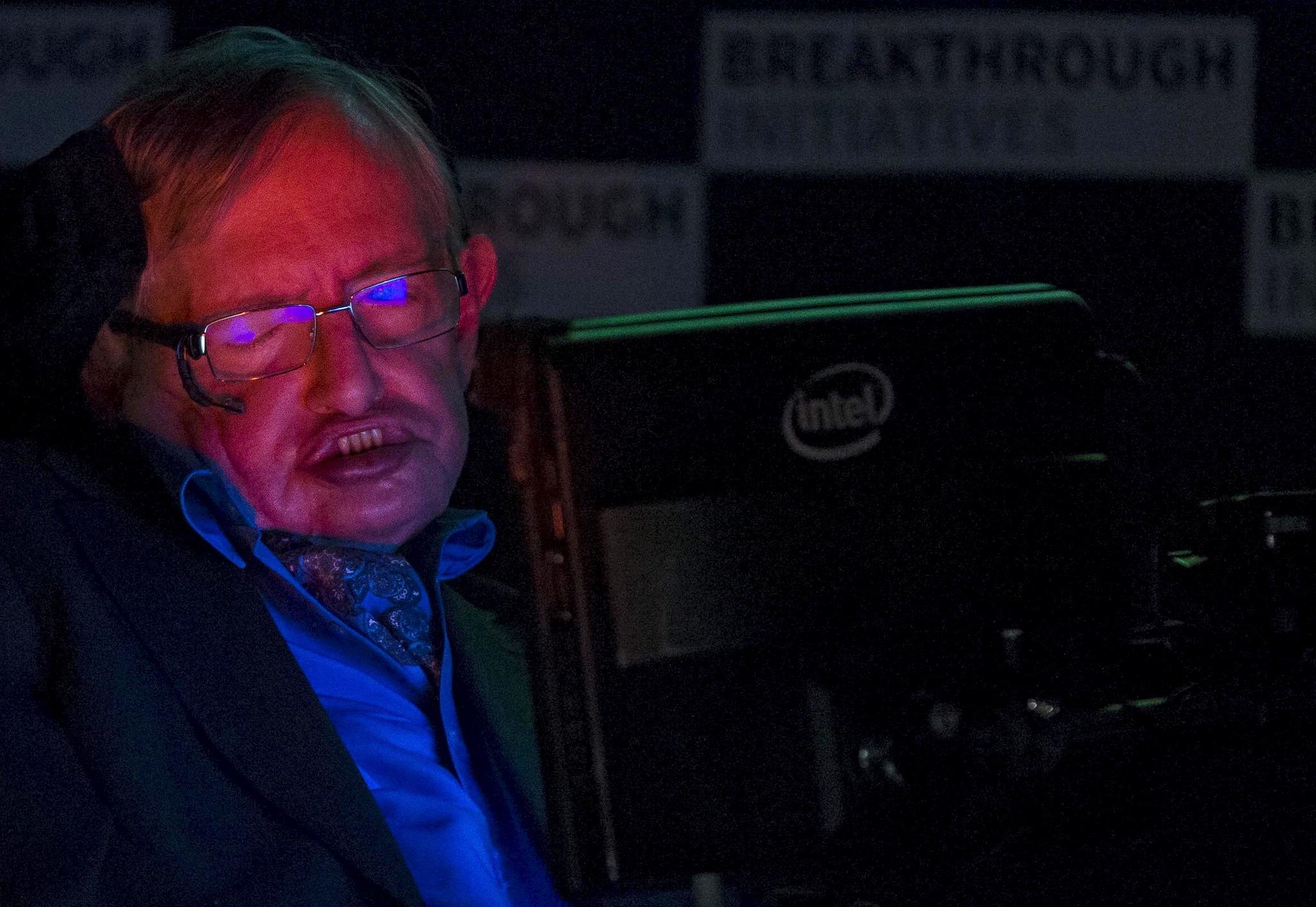 Professor Stephen Hawking speaks at a media event to launch a global science initiative at The Royal Society in London