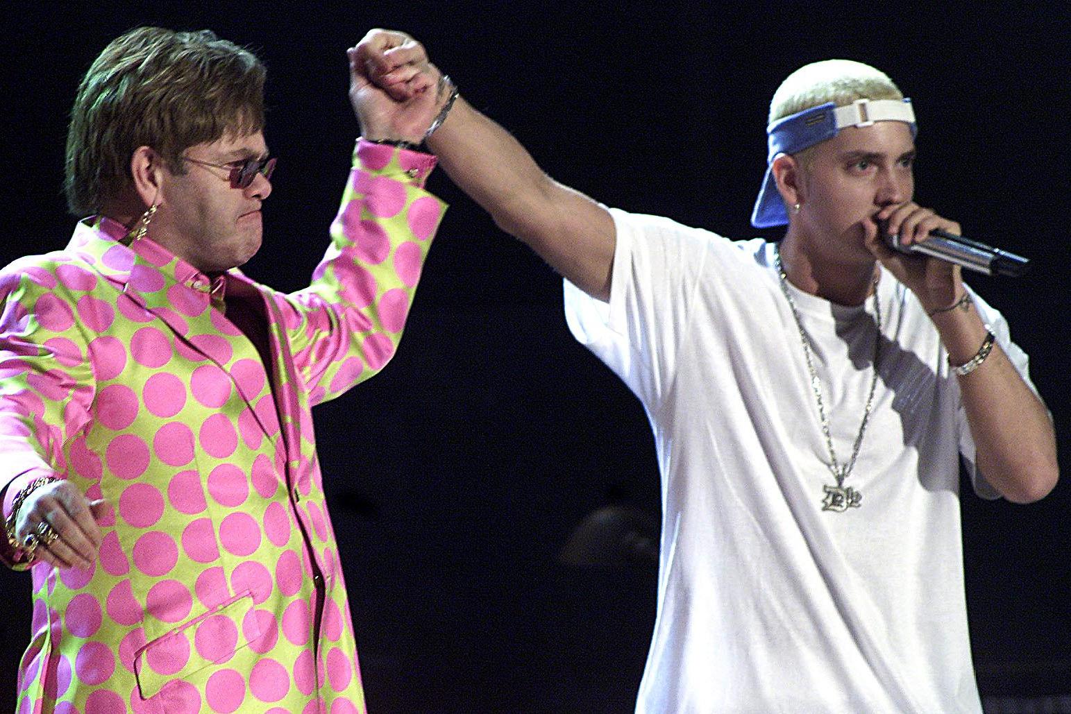 Elton John says he's 'happy' Eminem apologised for homophobic slur (Getty)