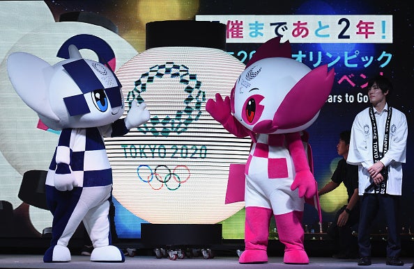 The Tokyo 2020 mascots at the two years to go ceremony