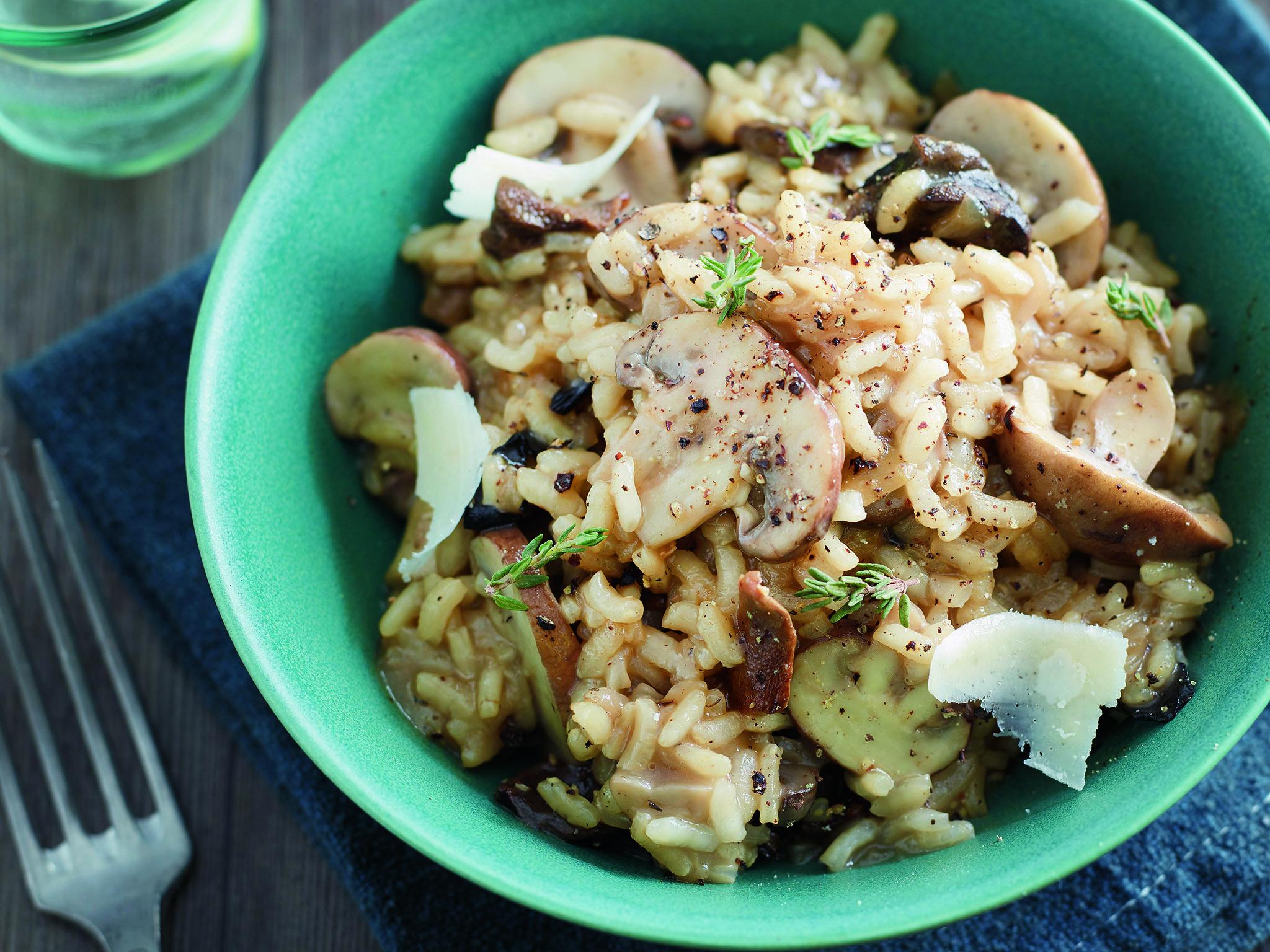 Truffle shavings and dried porcini liven up a risotto