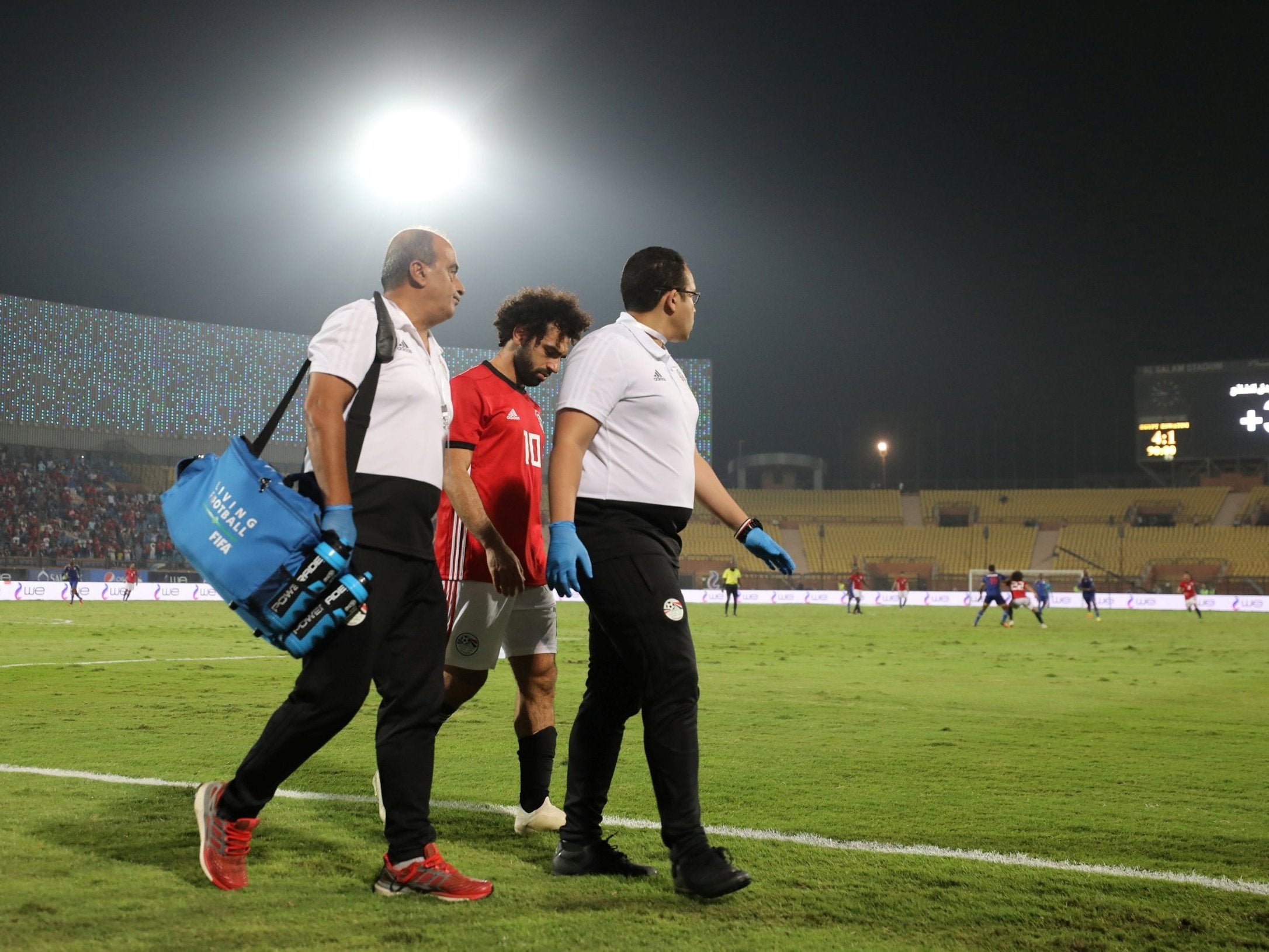 Salah left the field in injury-time with his thigh strapped