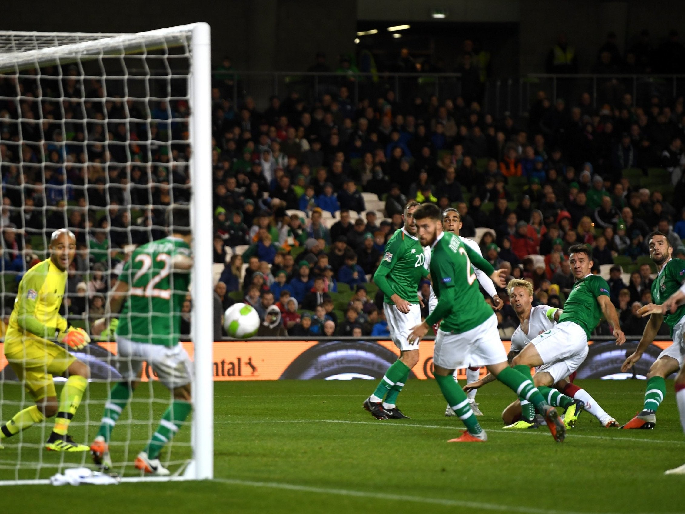 Harry Arter clears Simon Kjaer’s effort off the line