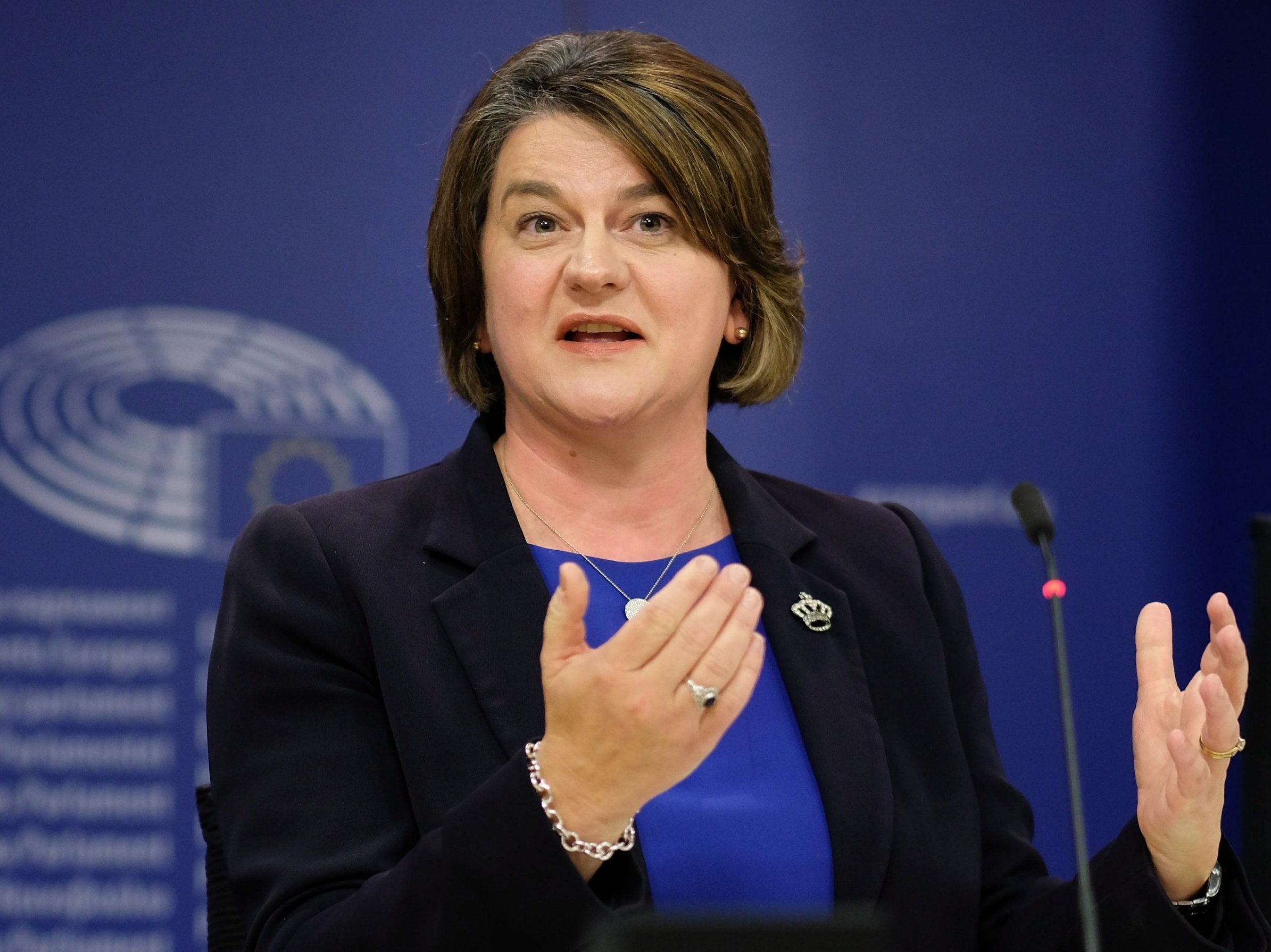 Arlene Foster, leader of Northern Ireland's Democratic Unionist Party, met with EU chief negotiator Michel Barnier in Brussels on 9 October
