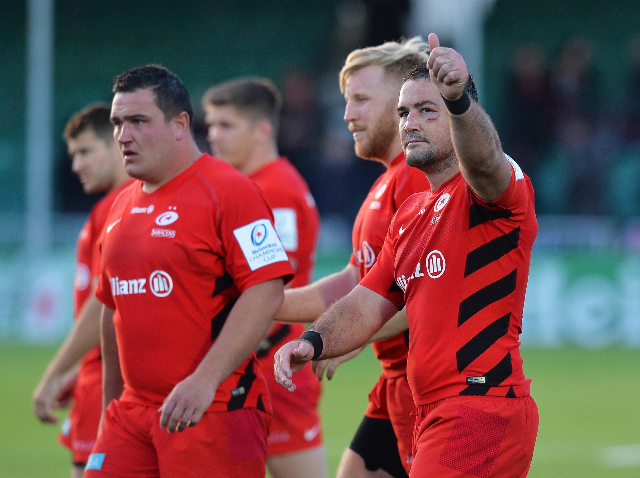 Brad Barritt, right, the Saracens captain