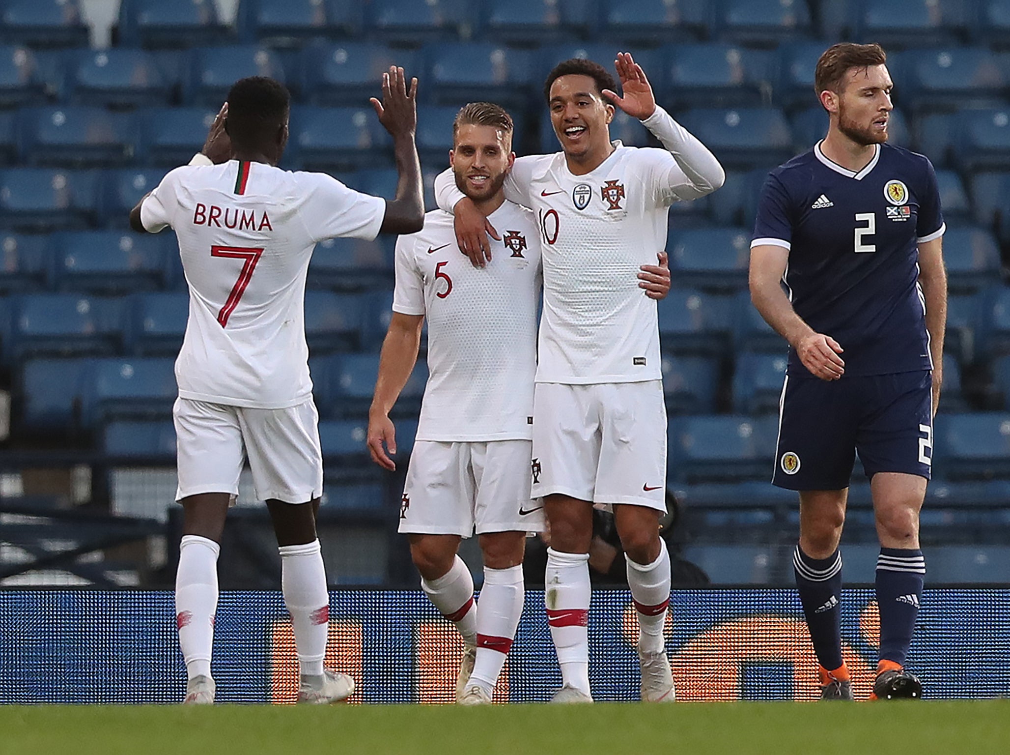 Helder Costa of Portugal celebrates after scoring the opening goal