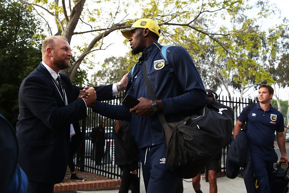 Usain Bolt scored twice for the Central Coast Mariners on Friday