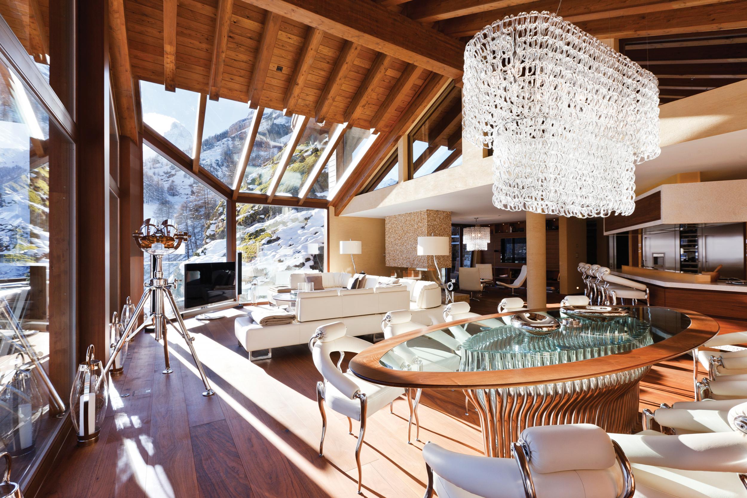 A dining area at Chalet Zermatt