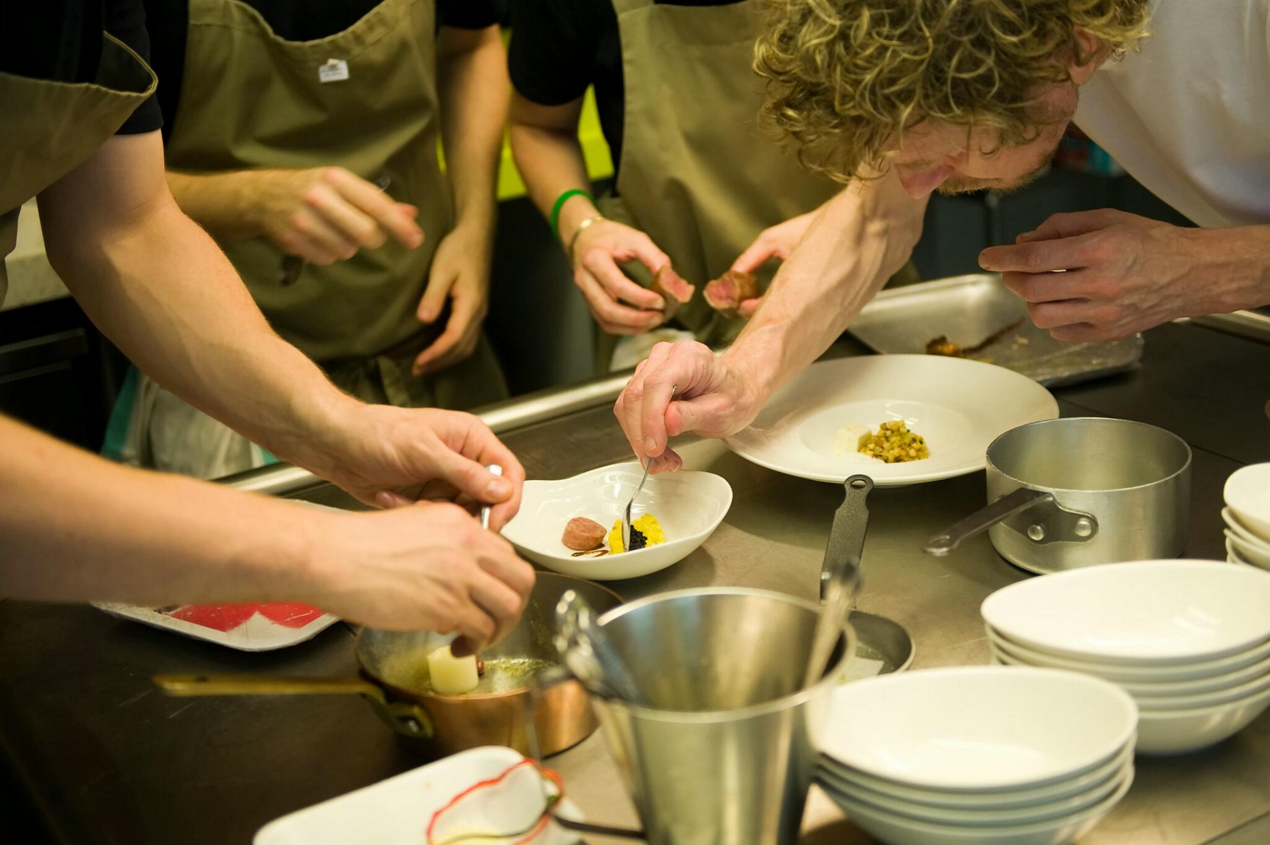 Paul Kitching with his staff in the 21212 restaurant in Edinburgh