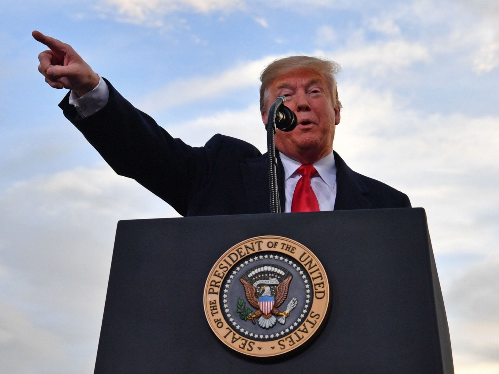 Donald Trump speaks during a 'Make America Great' rally in Missoula, Montana