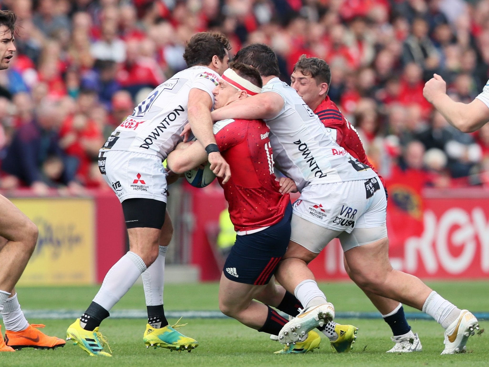 Danny Cipriani was sent off for a high shoulder tackle on Rory Scannell