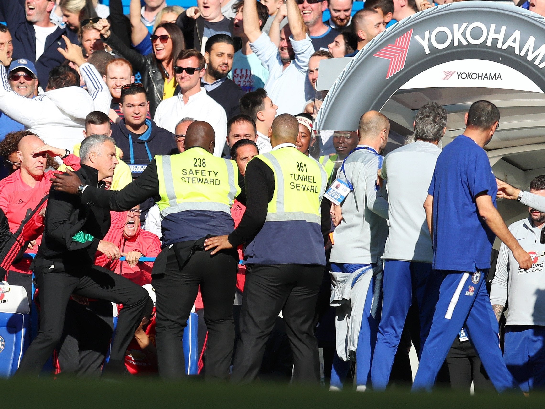 Mourinho attempts to confront Ianni after his exuberant celebrations