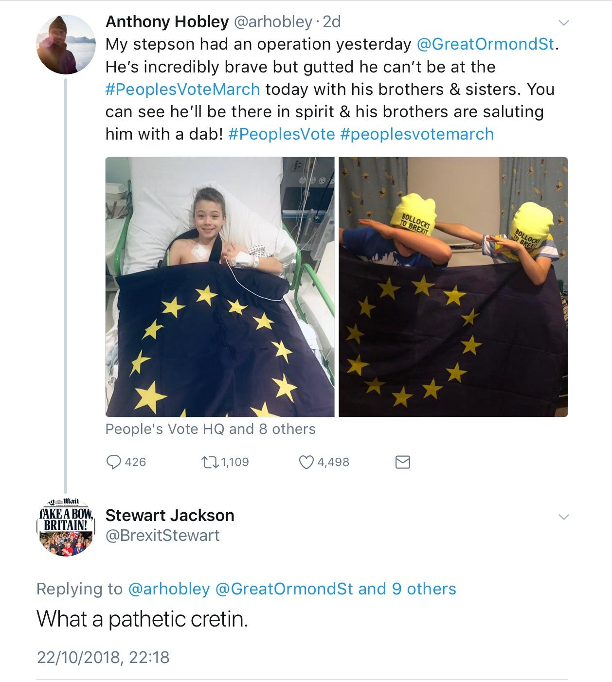 Stewart Jackson previously called one of his former constituents a 'thick chav'