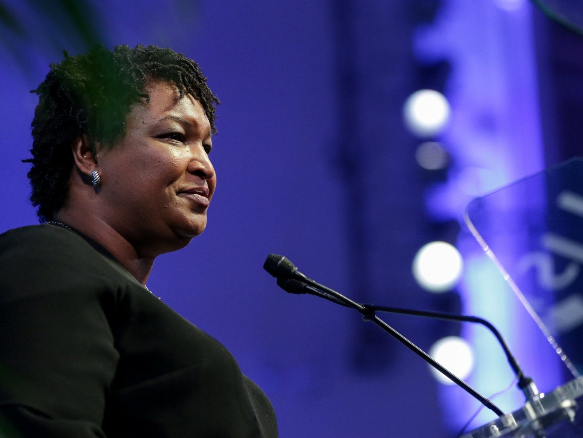 Stacey Abrams called for the removal of the giant Confederate carving on Stone Mountain because of its ties to white supremacy and KKK revival