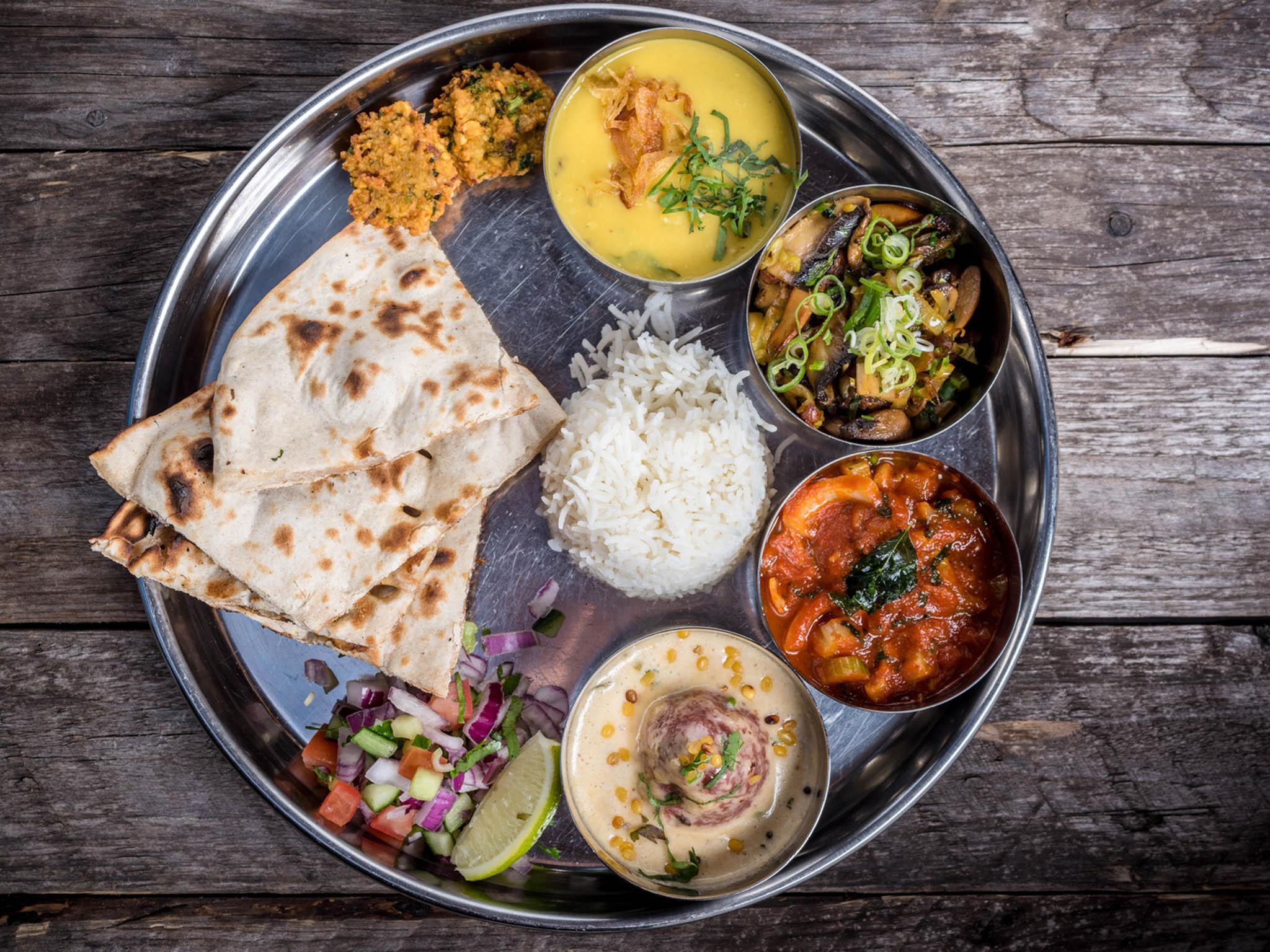 At the flagship restaurant, Café Spice Namasté in east London, the menu covers traditional vegetarian thalis to game curries