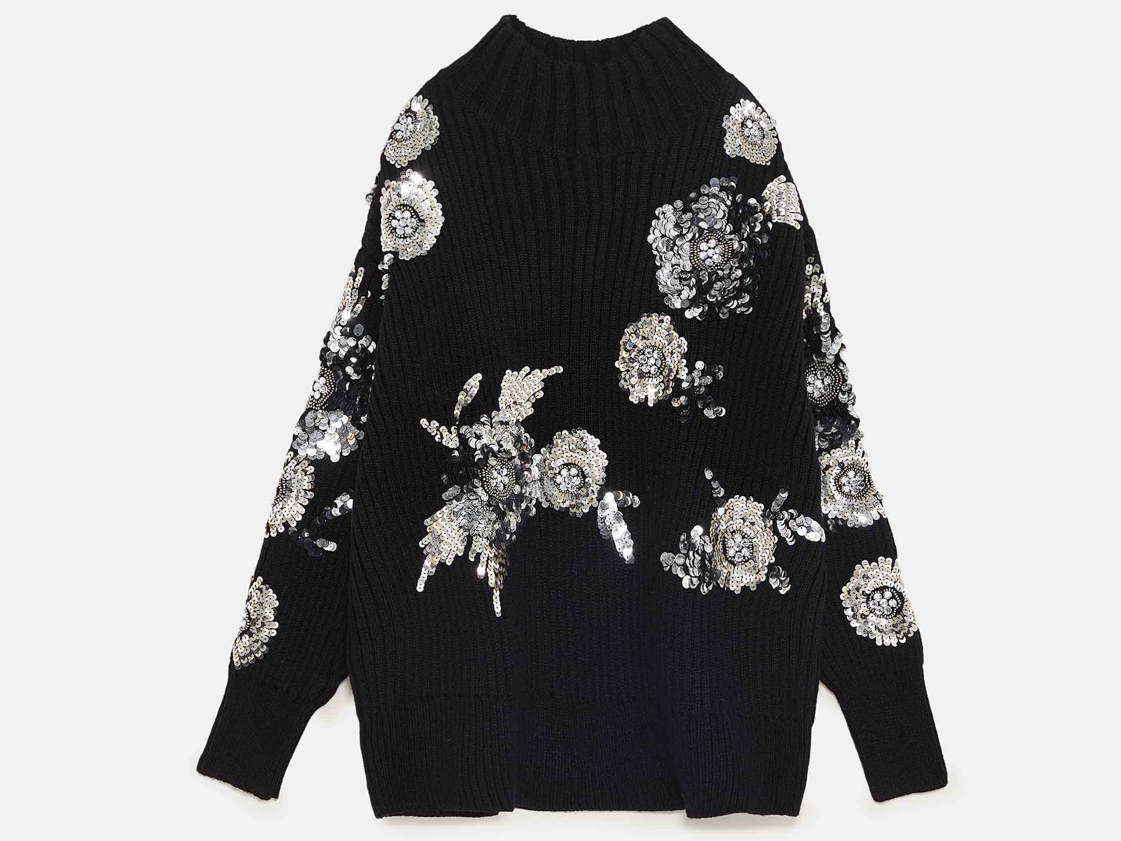 Sequin flower sweater, £69.99, Zara