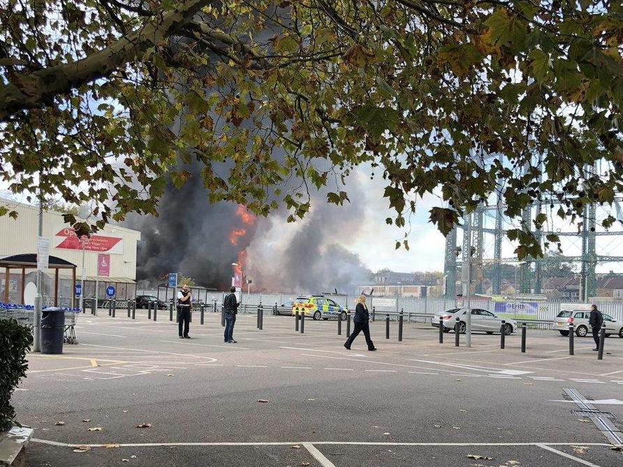 The blaze forced a nearby Tesco to close