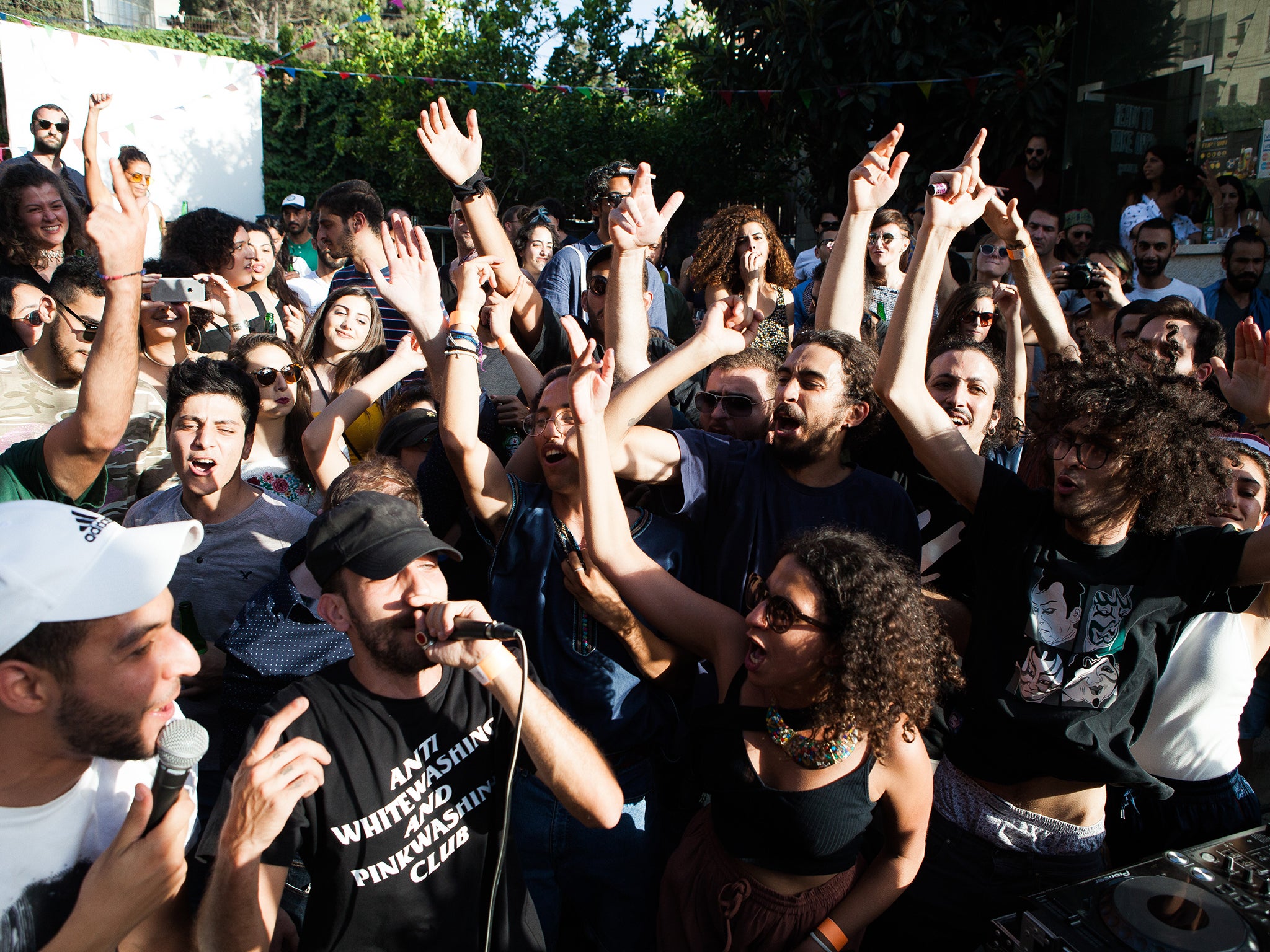 Rapper and member of hip hop collective Saleb Wahad spits some bars during Boiler Room’s debut broadcast from the West Bank