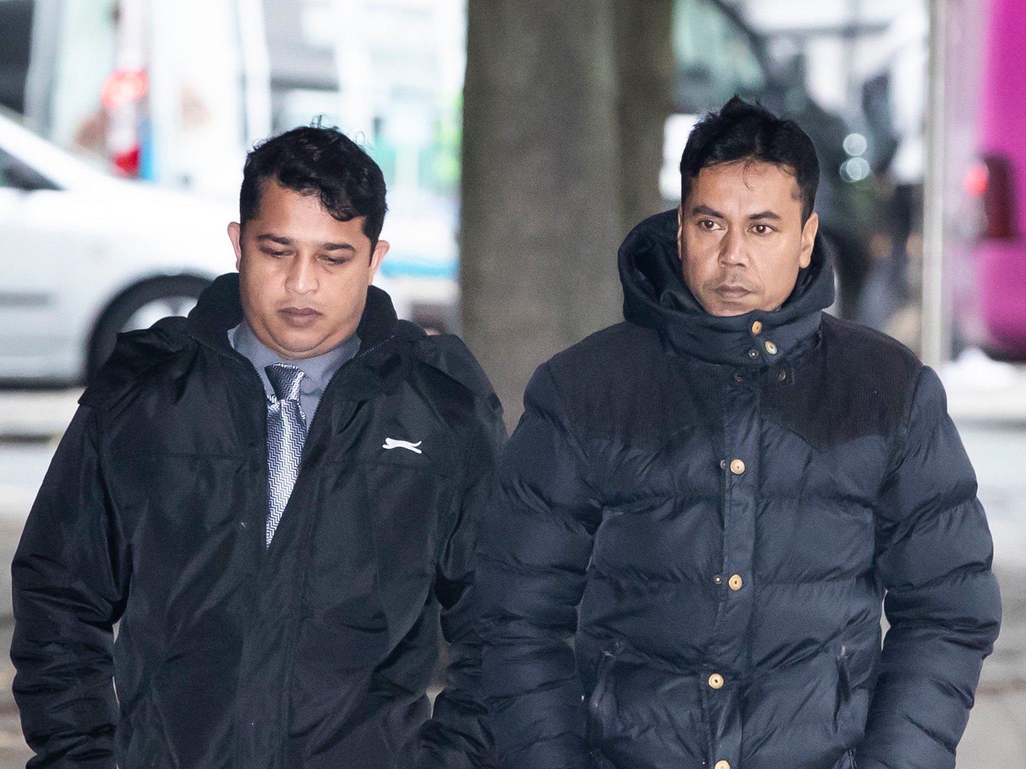 Takeaway owner Mohammed Kuddus and manager Harun Rashid at Manchester Crown Court