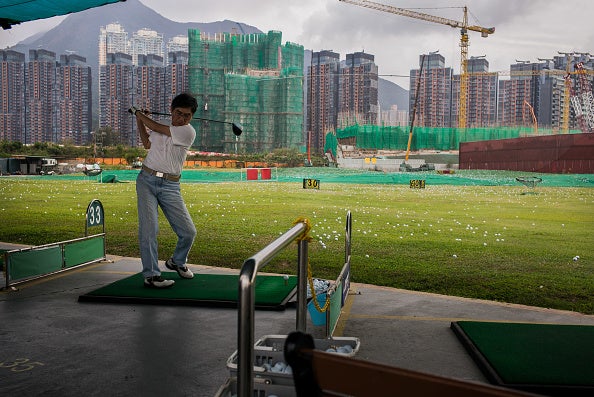 A golf range in Hong Kong